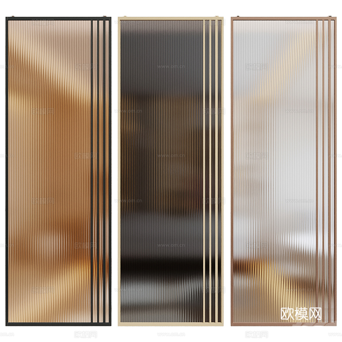 现代极简玻璃推拉门3d模型