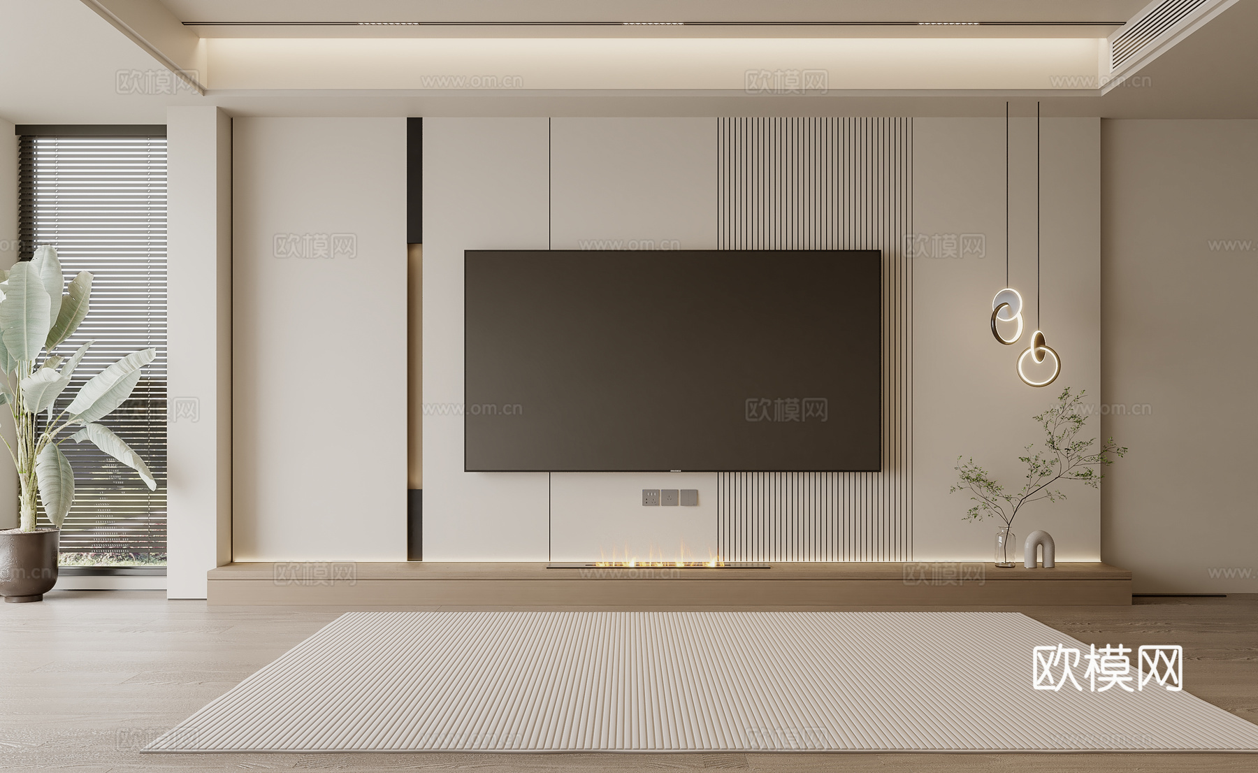 客厅电视背景墙3d模型