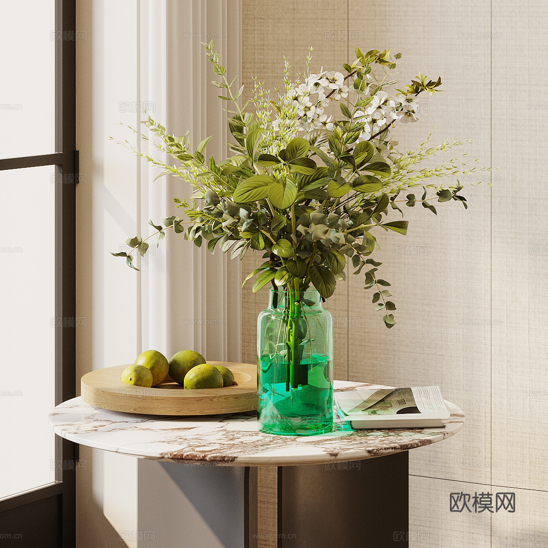现代花艺 室内景观花艺 客厅餐桌花瓶摆件 酒店大堂花艺摆件3d模型