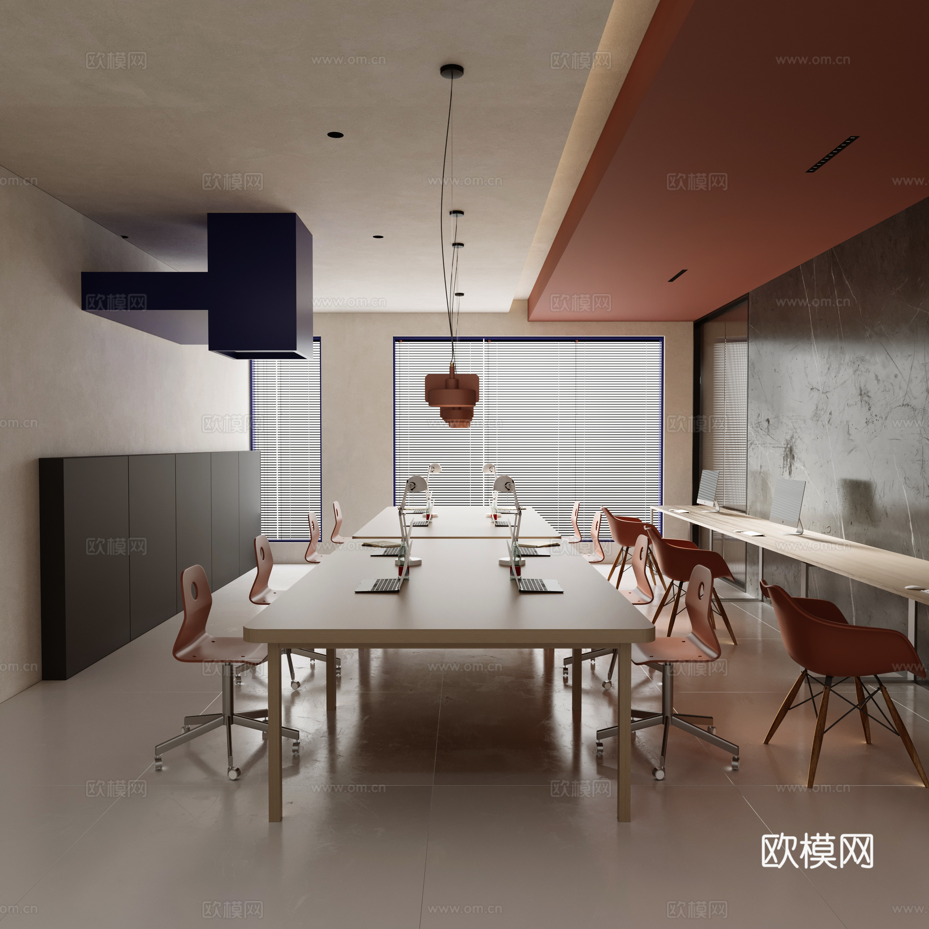 现代公共办公区3d模型