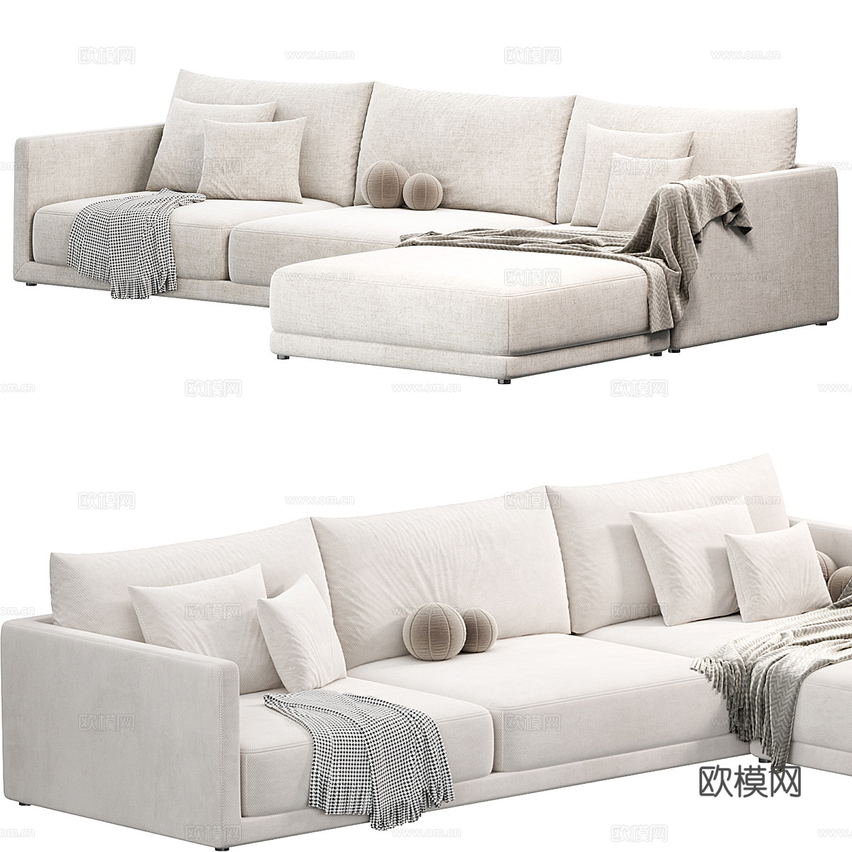 现代意式 Ottoman 转角沙发3d模型