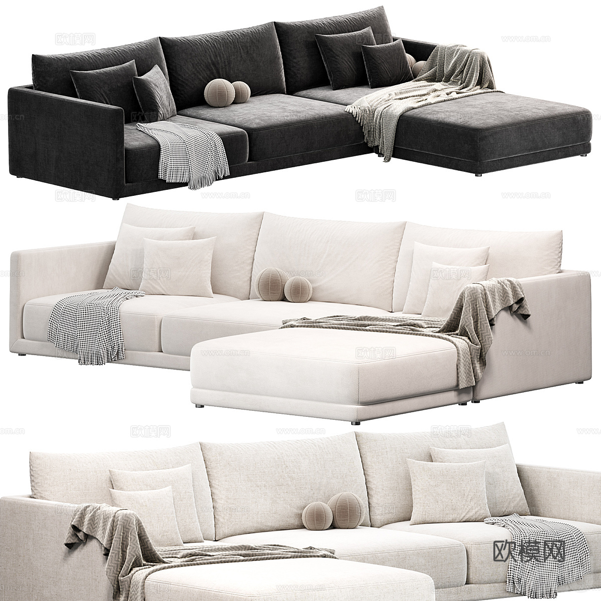 现代意式 Ottoman 转角沙发3d模型