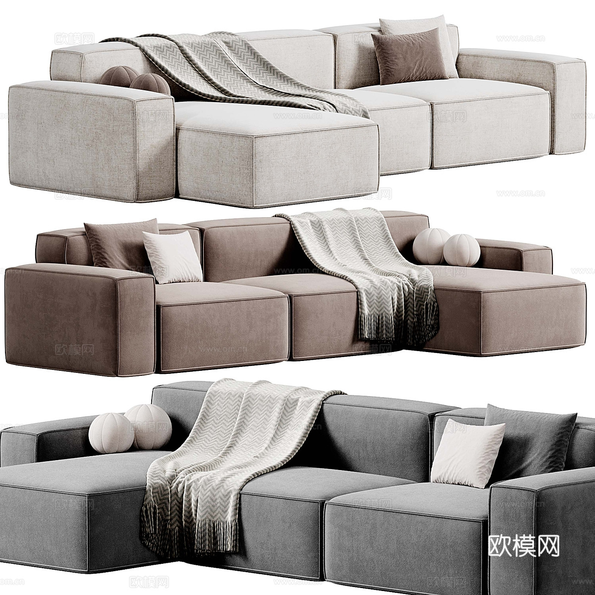 现代意式 Lavsit 转角沙发3d模型下载（渲染图4）