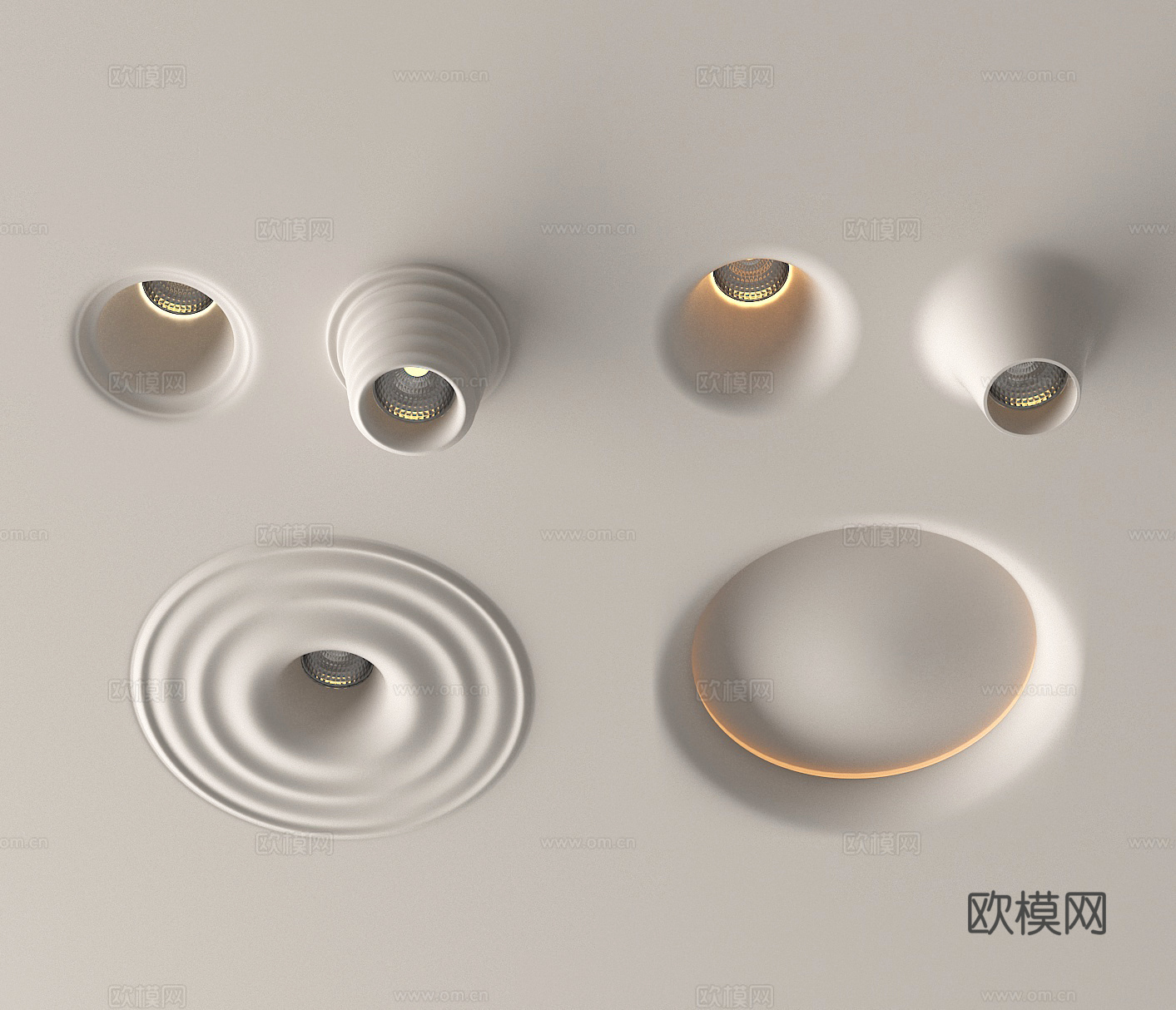 石膏射灯 石膏灯 射灯 筒灯3d模型