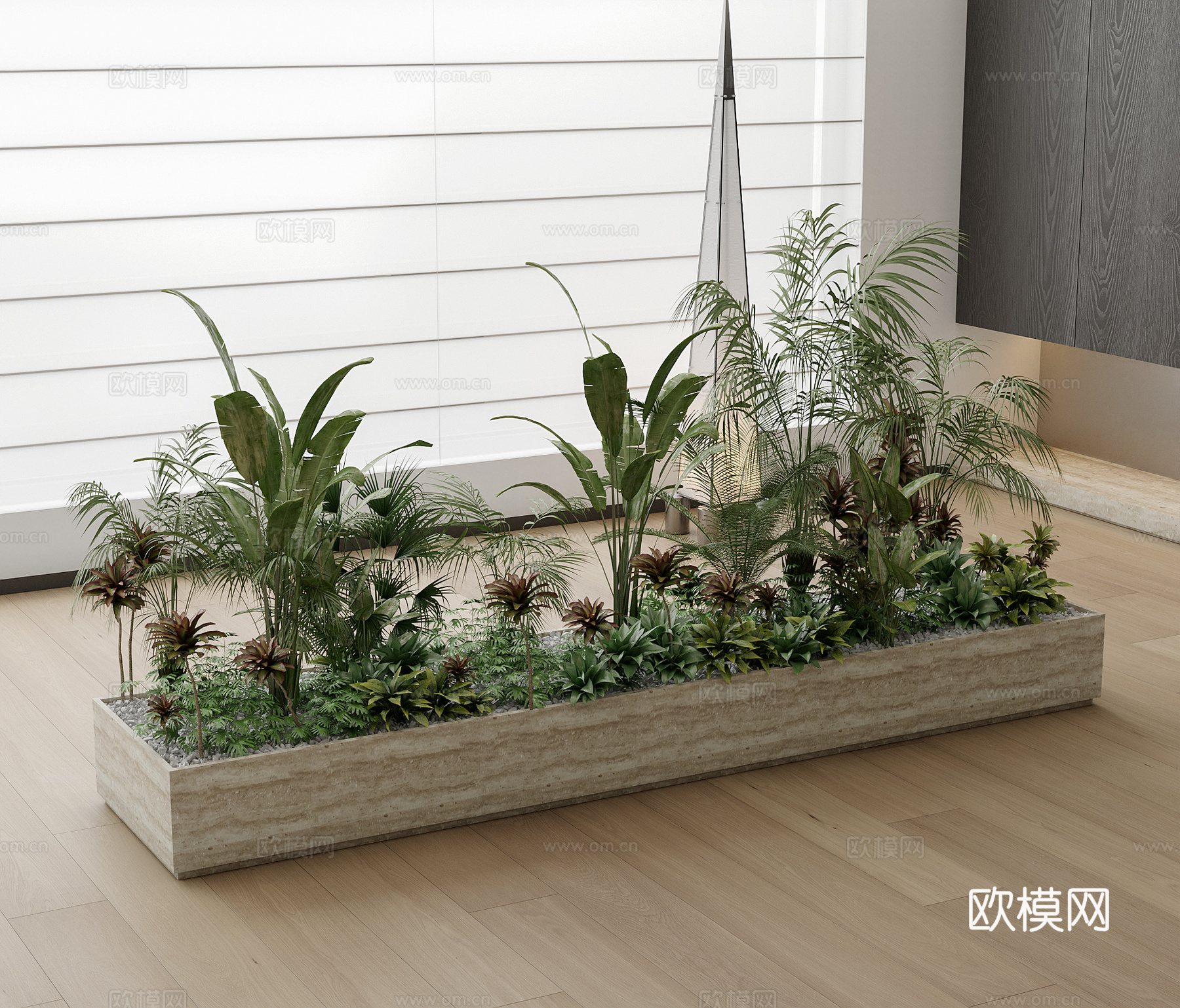 现代植物堆 绿植 盆栽 盆景 落地灯3d模型