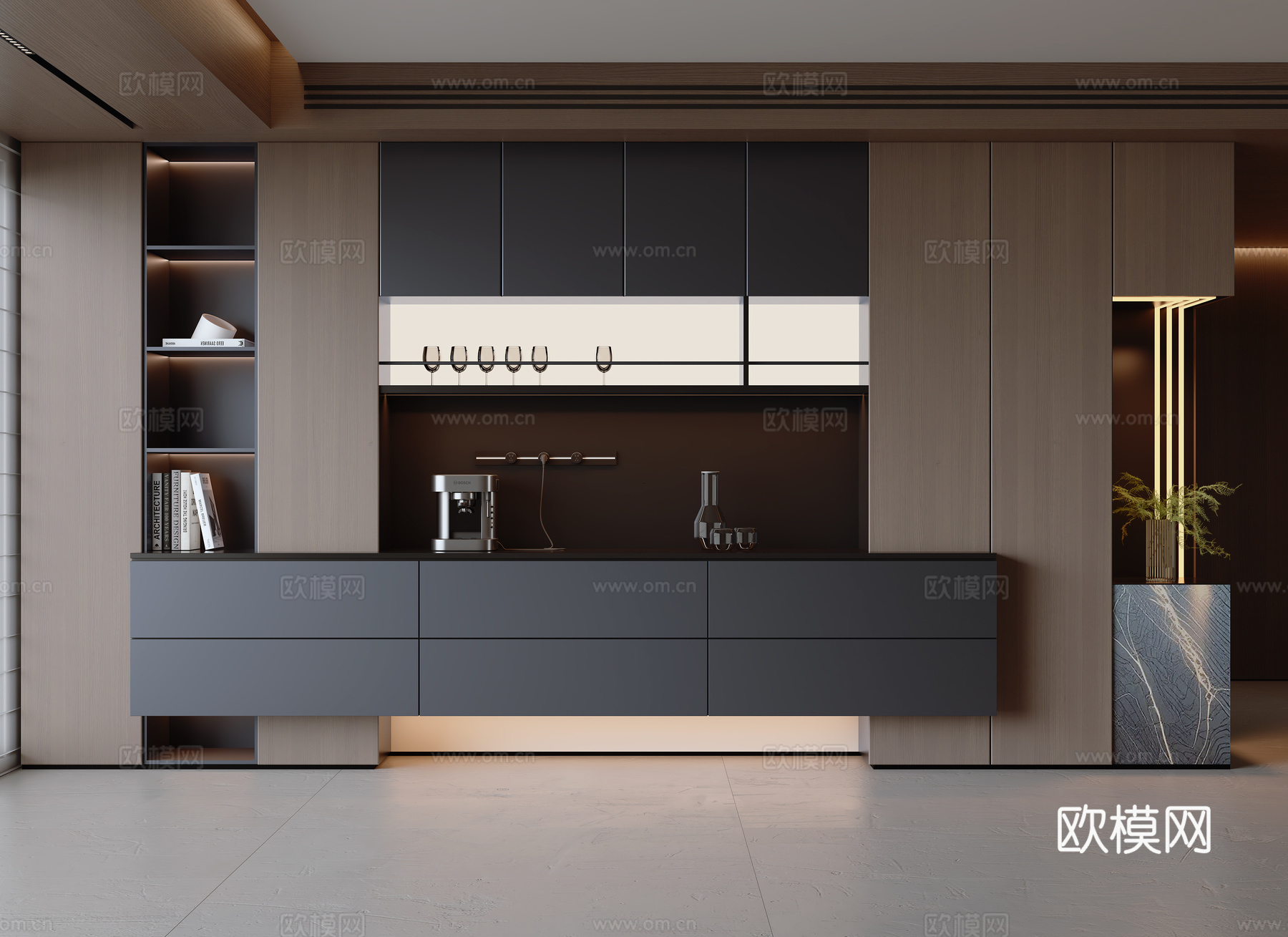 现代意式餐边柜su模型