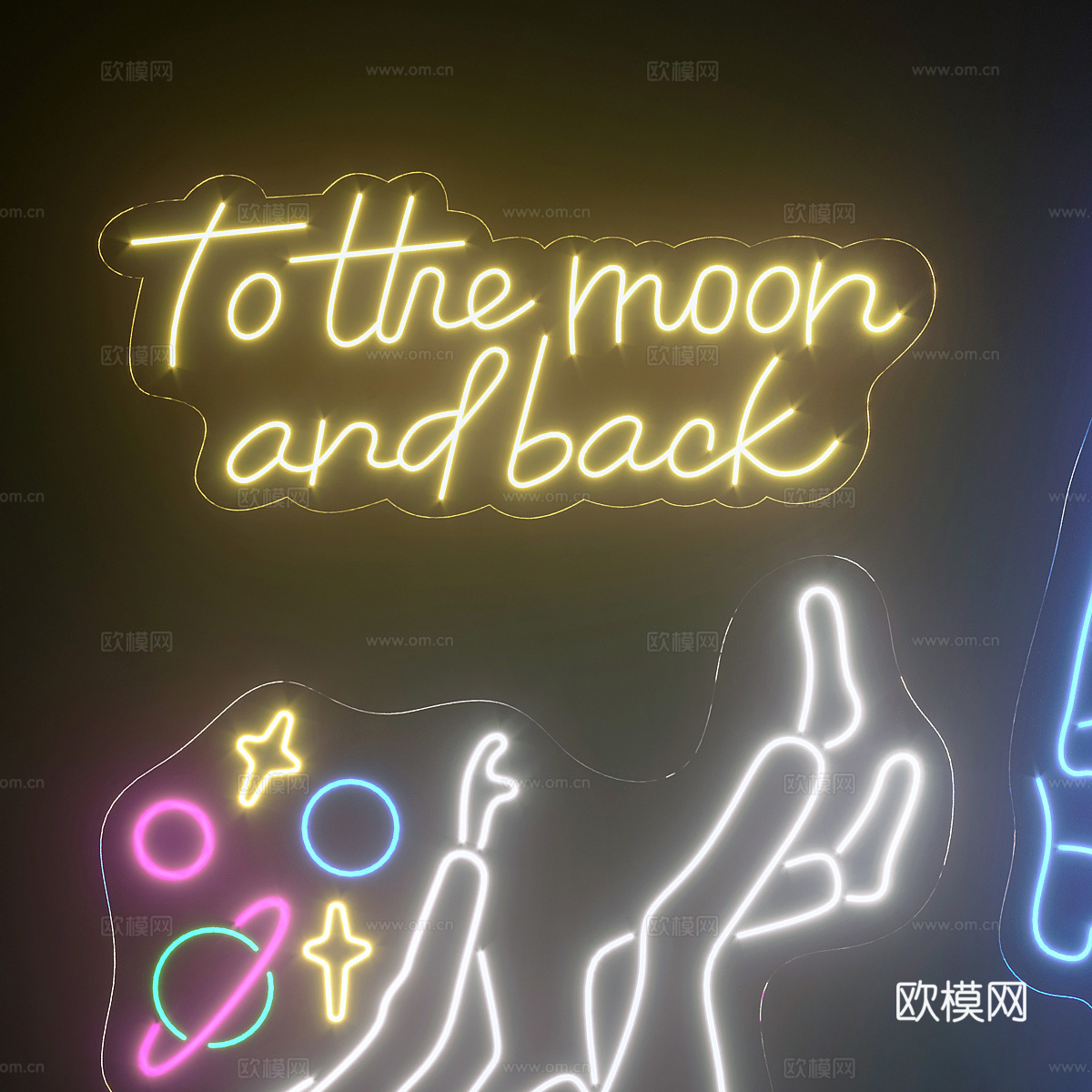 儿童霓虹灯 宇航员霓虹灯3d模型