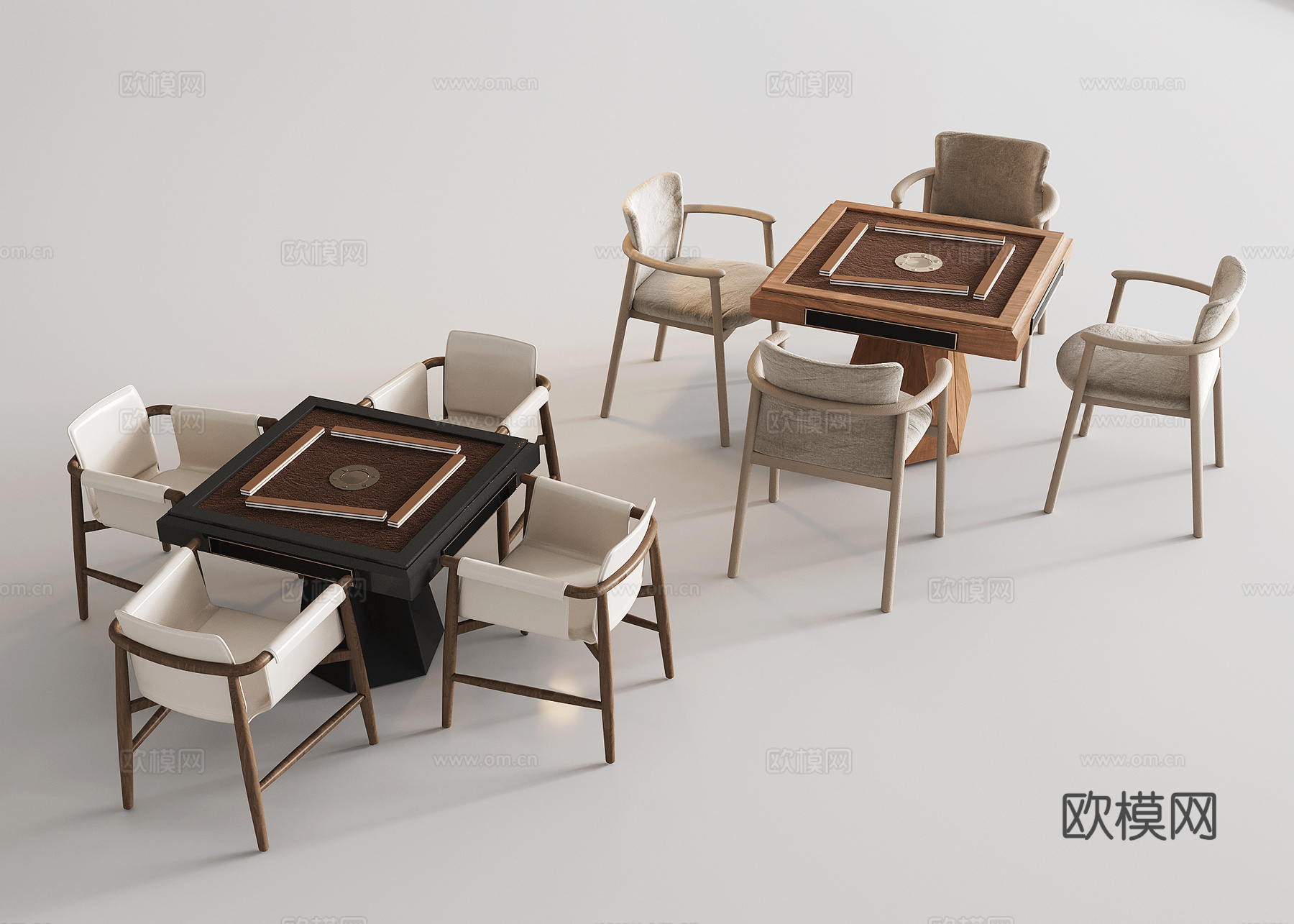 新中式麻将桌 棋牌室桌椅 踏踏米桌椅 麻将桌3d模型