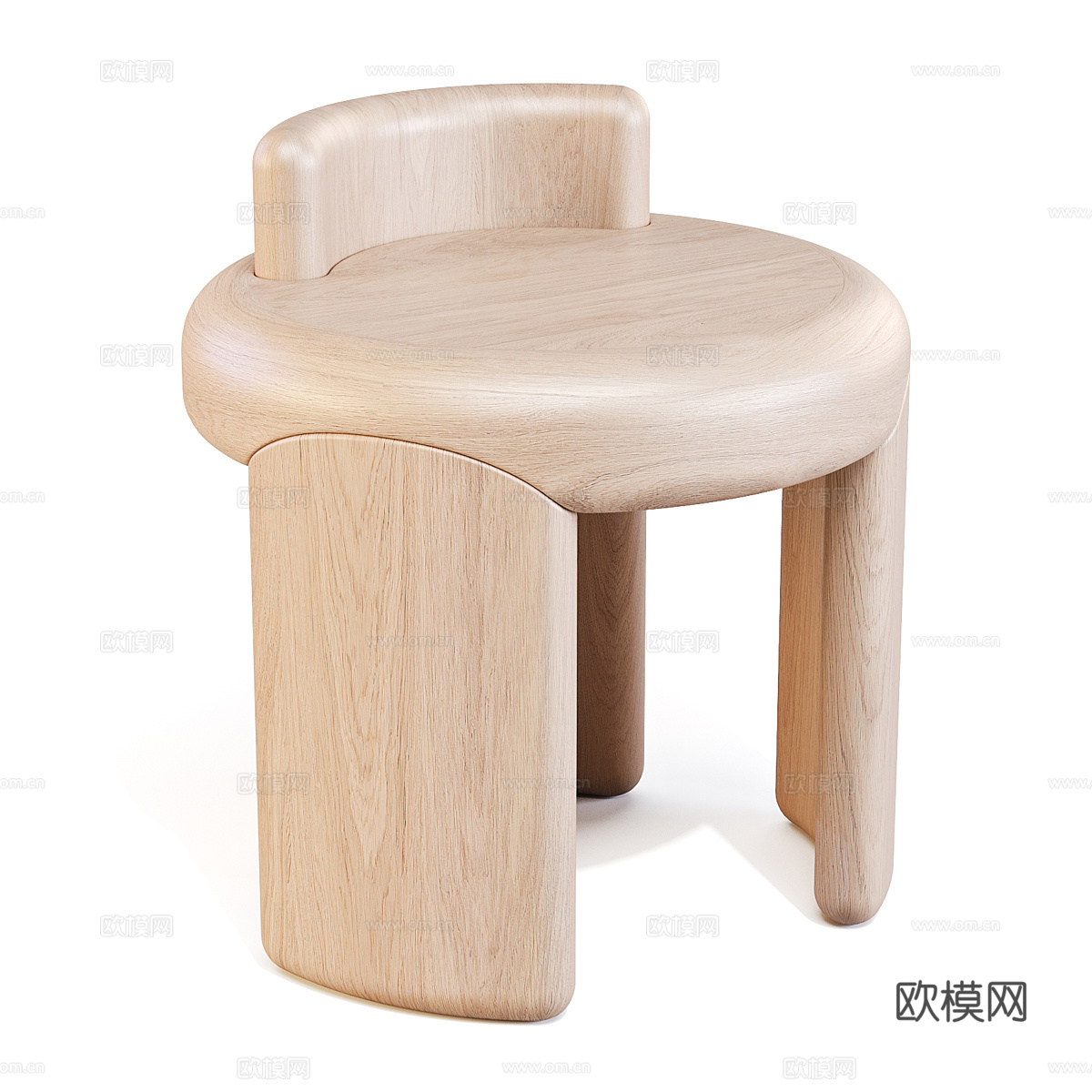 新中式侘寂 Kafa 餐凳3d模型