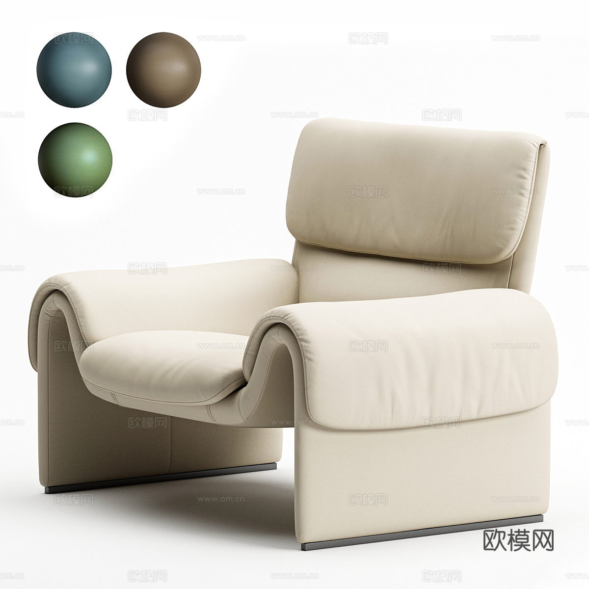 现代意式休闲皮椅3d模型