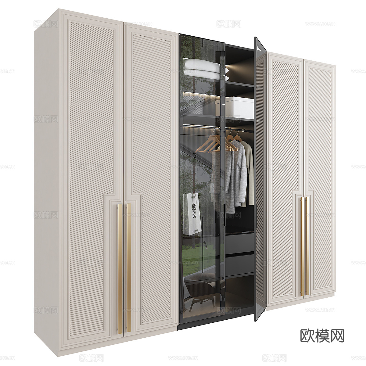 现代轻奢衣柜3d模型