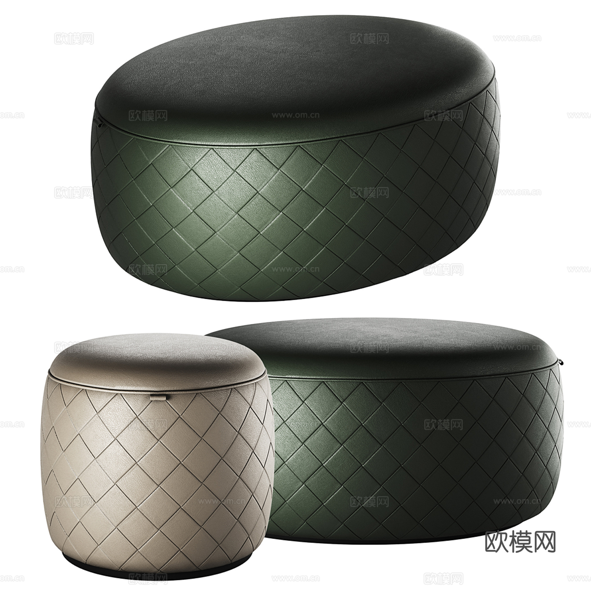 现代轻奢沙发凳 矮凳su模型