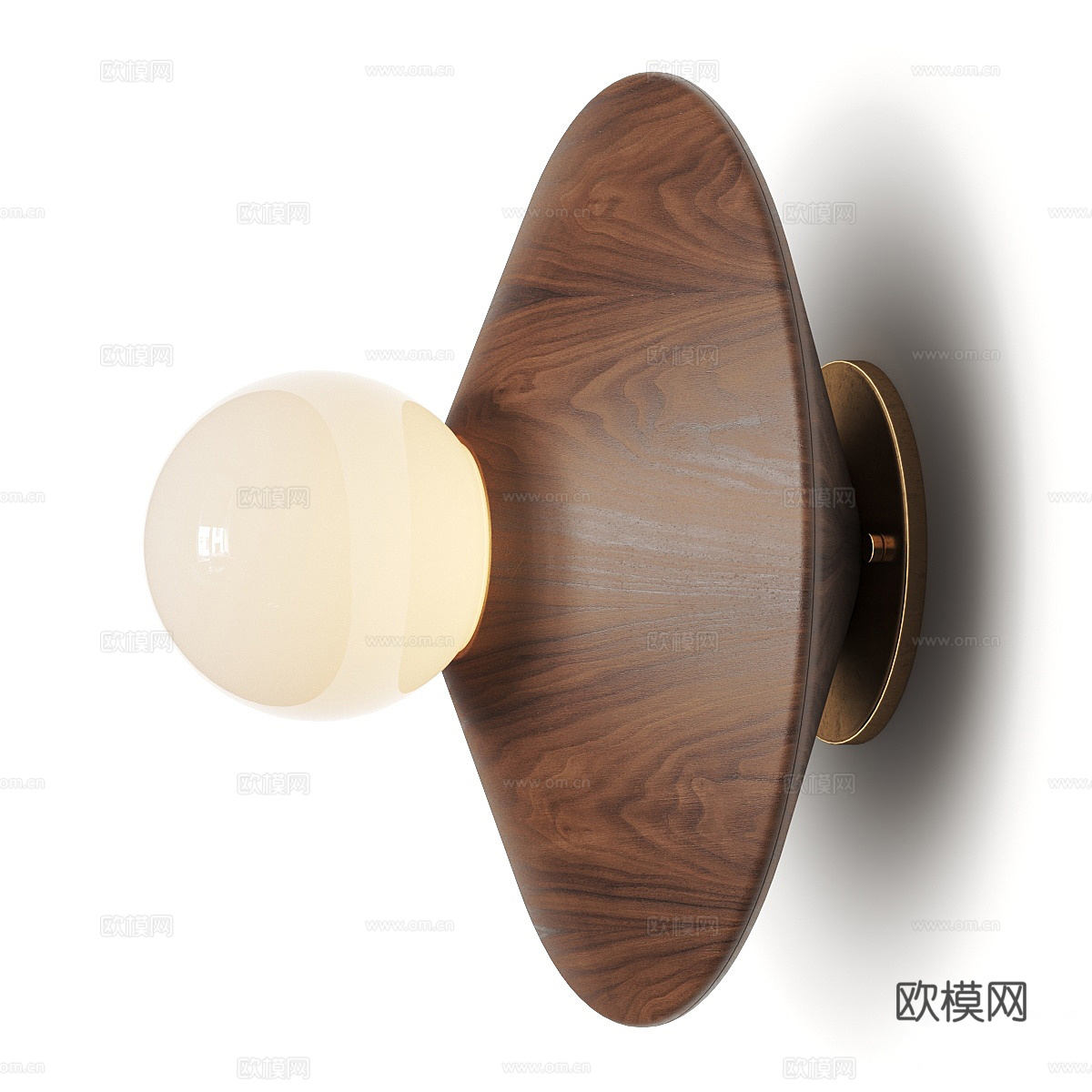 新中式 Bright Beads 实木圆盘壁灯3d模型