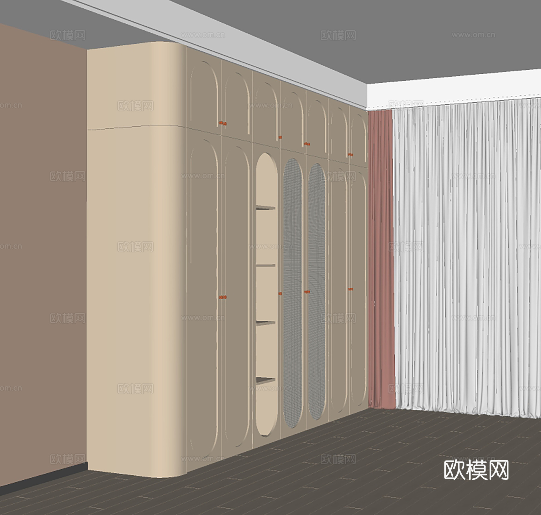 奶油衣柜 主卧衣柜 卧室衣柜 成品衣柜 定制衣柜 现代衣柜su模型