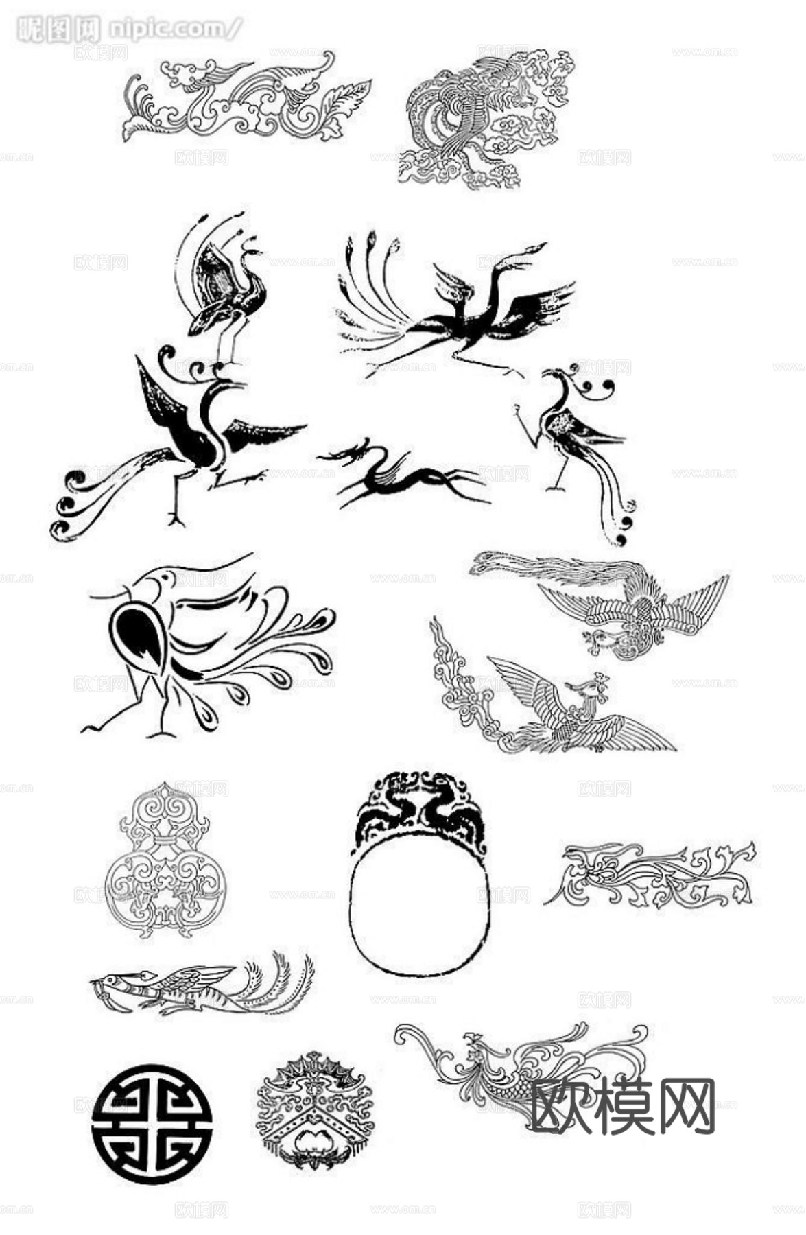 现代黑白 装饰花纹 黑白贴图 漂亮素材黑白下载