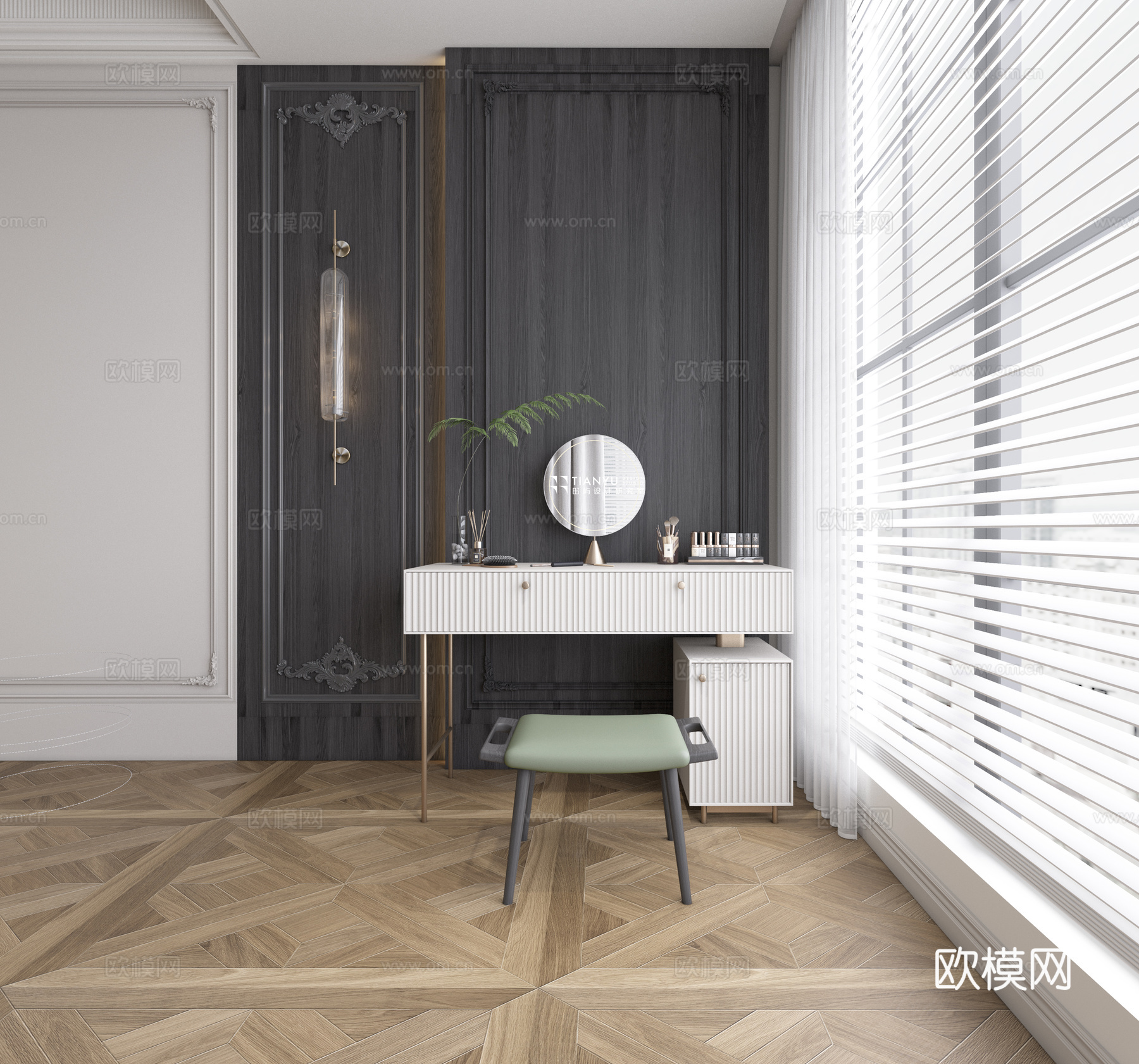 法式主卧过道3d模型