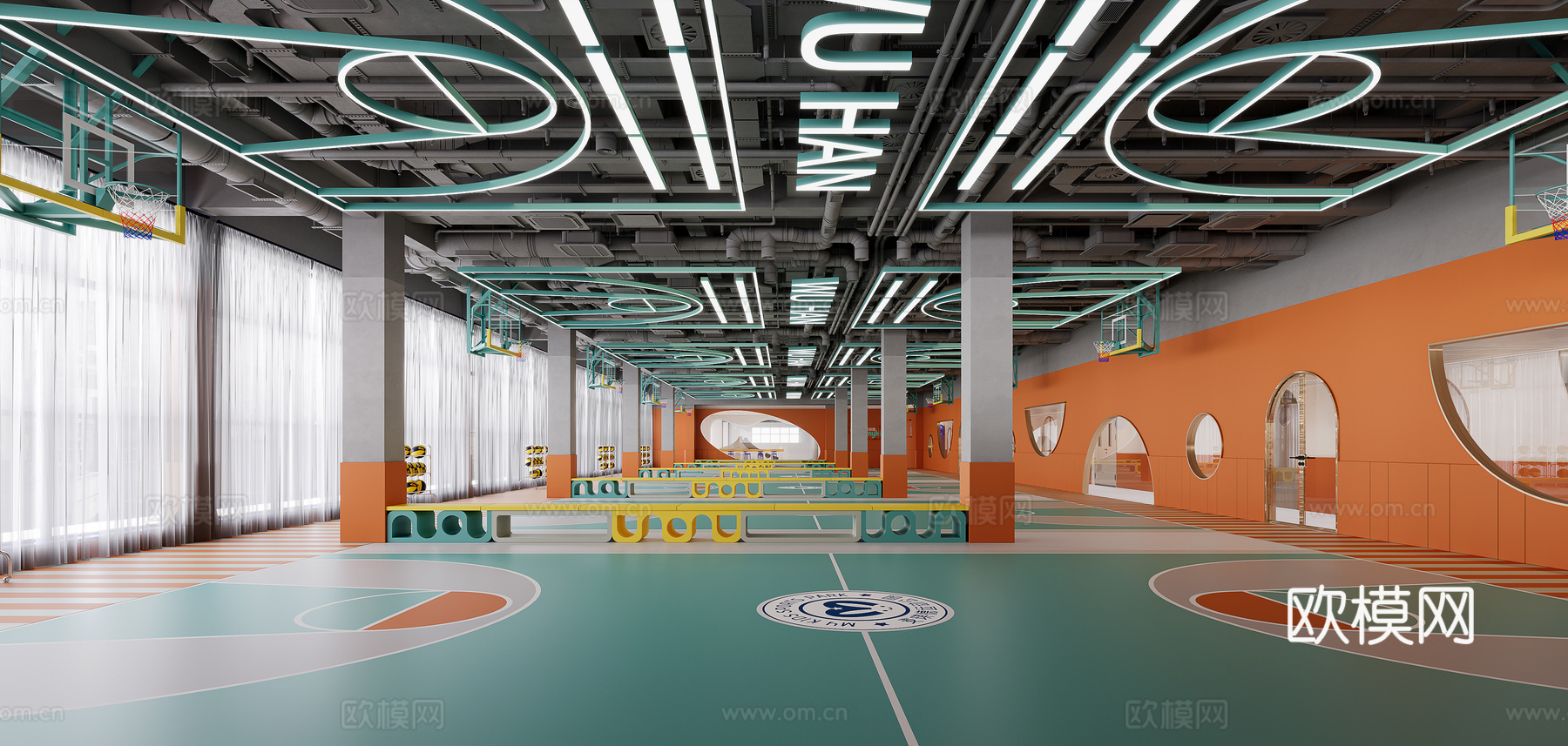 现代儿童篮球馆3d模型