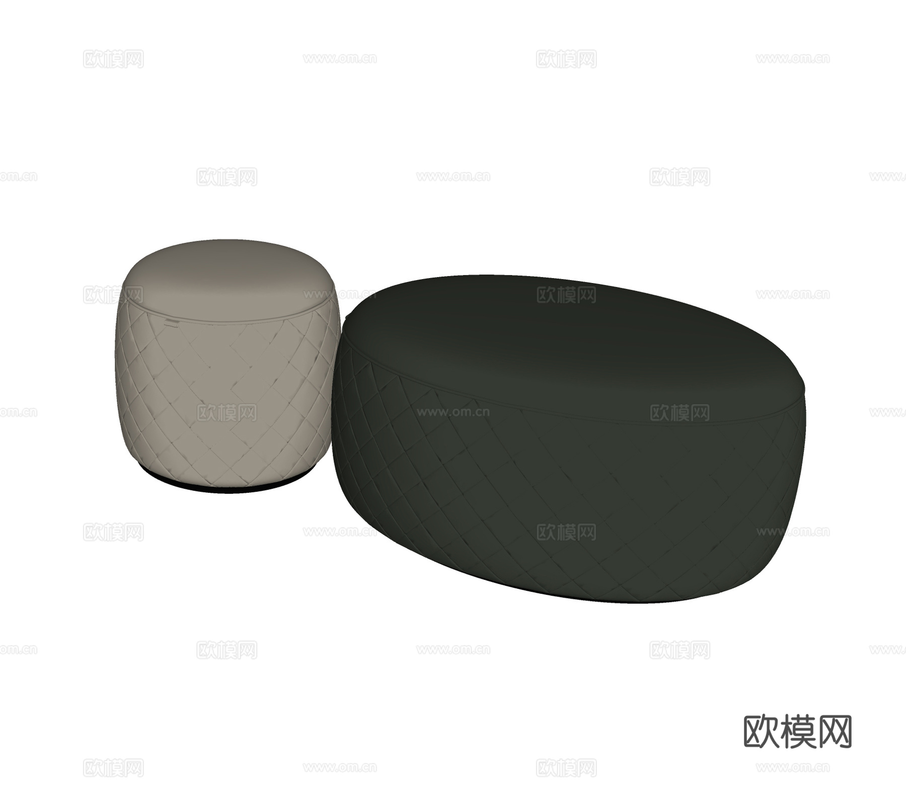 现代轻奢沙发凳 矮凳su模型