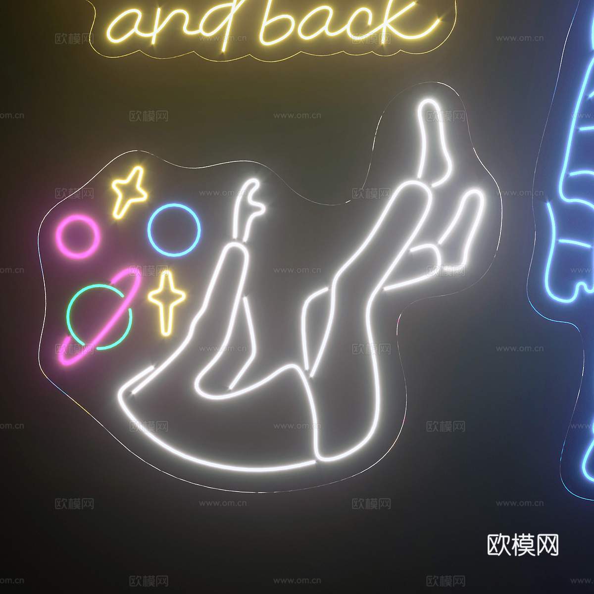 儿童霓虹灯 宇航员霓虹灯3d模型
