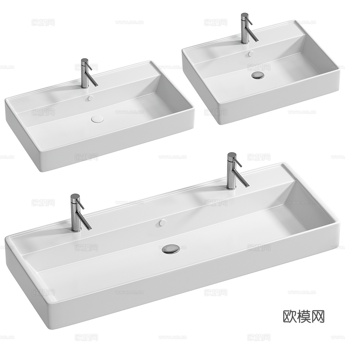 现代极简陶瓷台盆3d模型