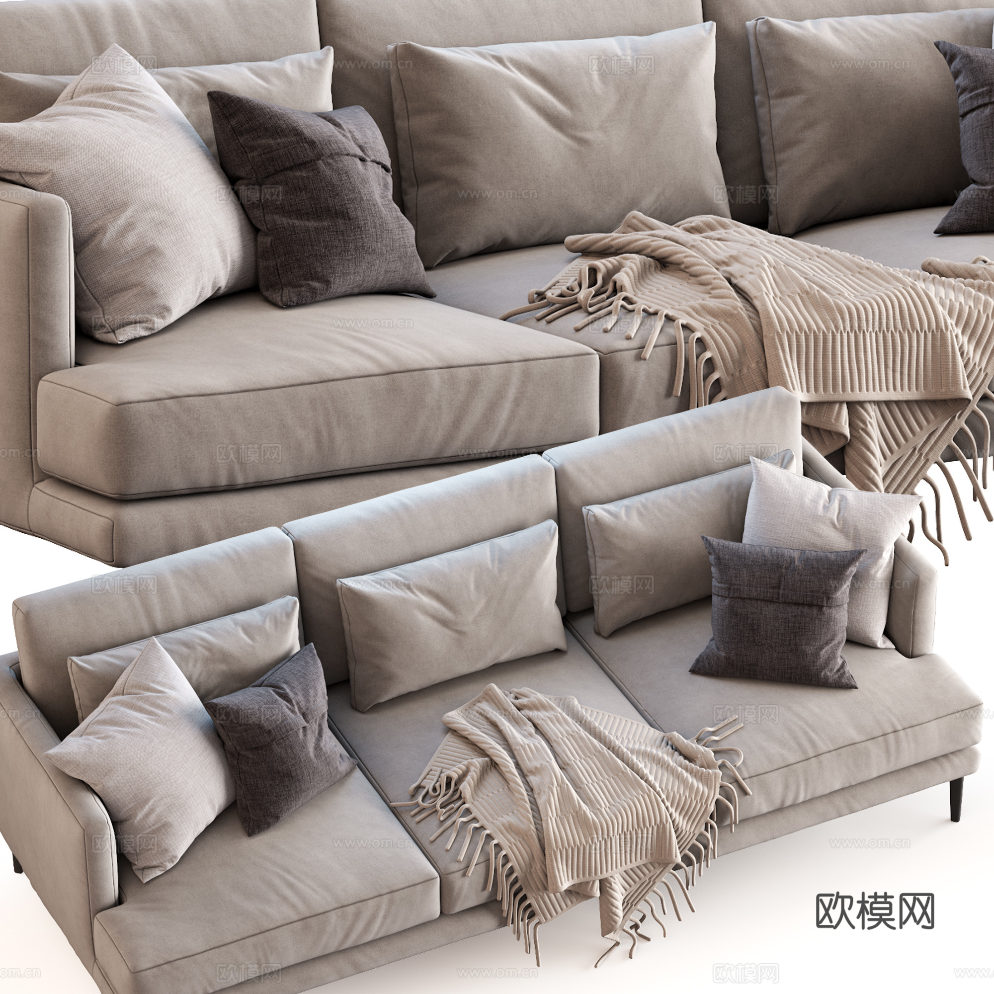 现代意式 Bonaldo Paraiso 布艺休闲沙发3d模型