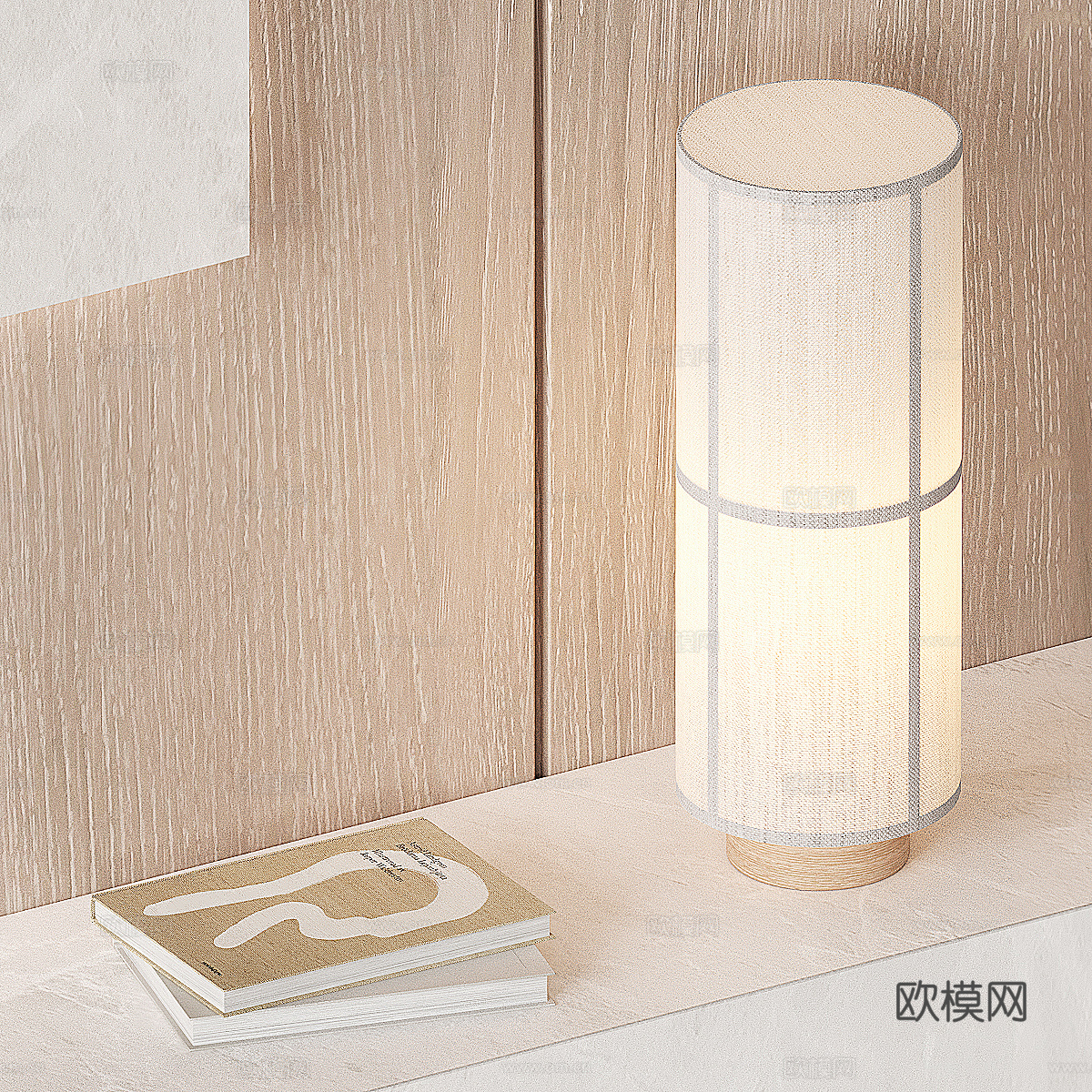 现代原木风电视背景墙3d模型