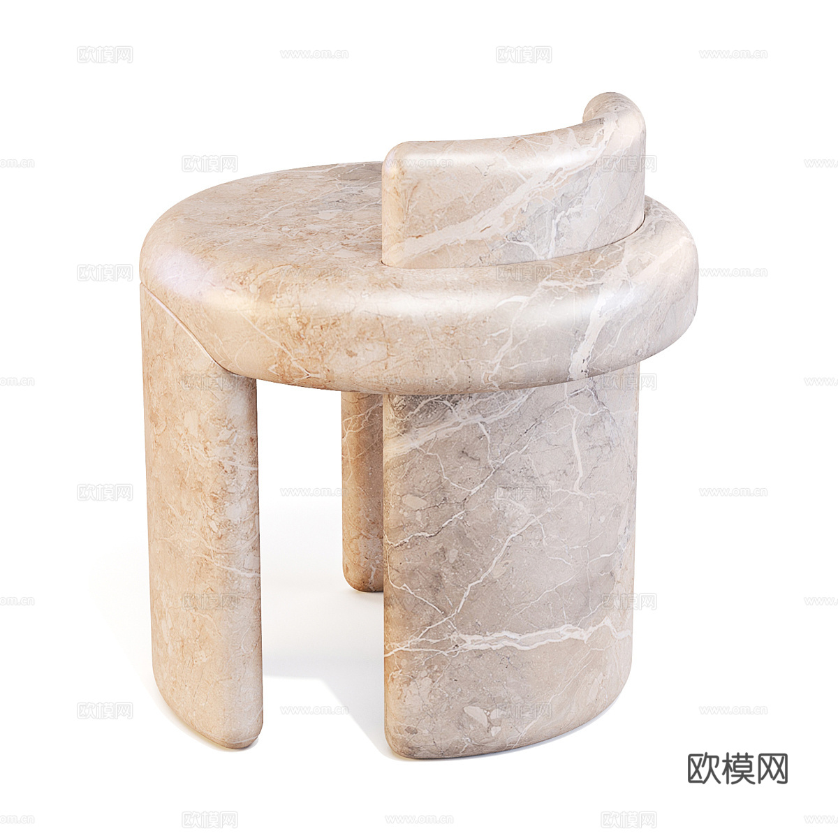 新中式侘寂 Kafa 餐凳3d模型