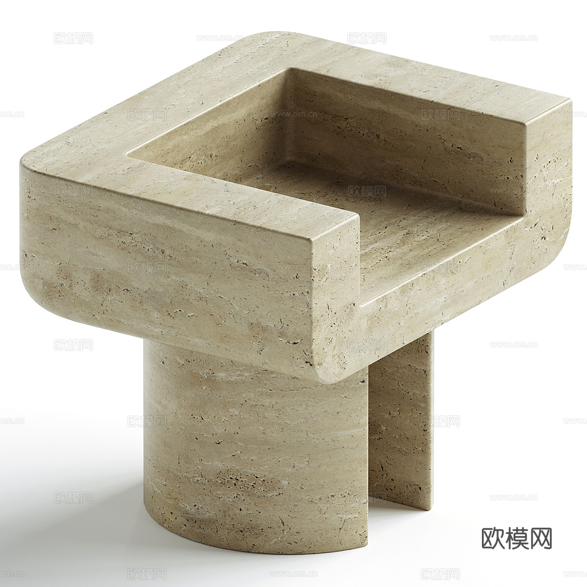 新中式侘寂石凳3d模型