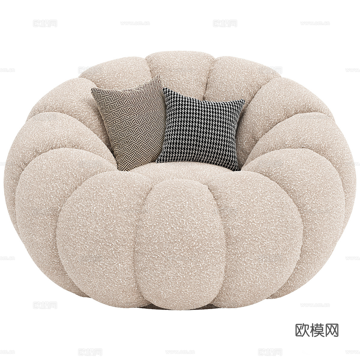 现代奶油风休闲沙发3d模型