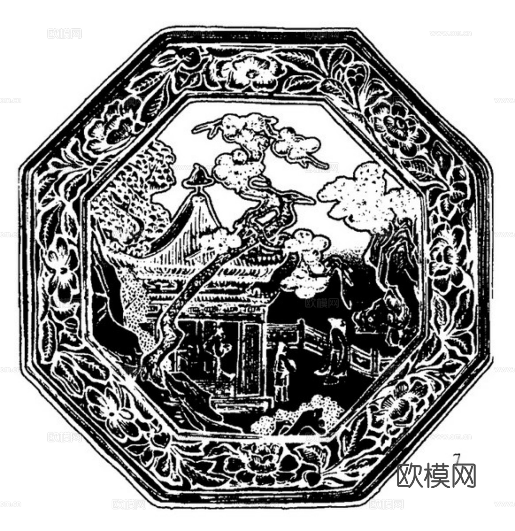 现代黑白 装饰花纹 黑白贴图 漂亮素材黑白下载