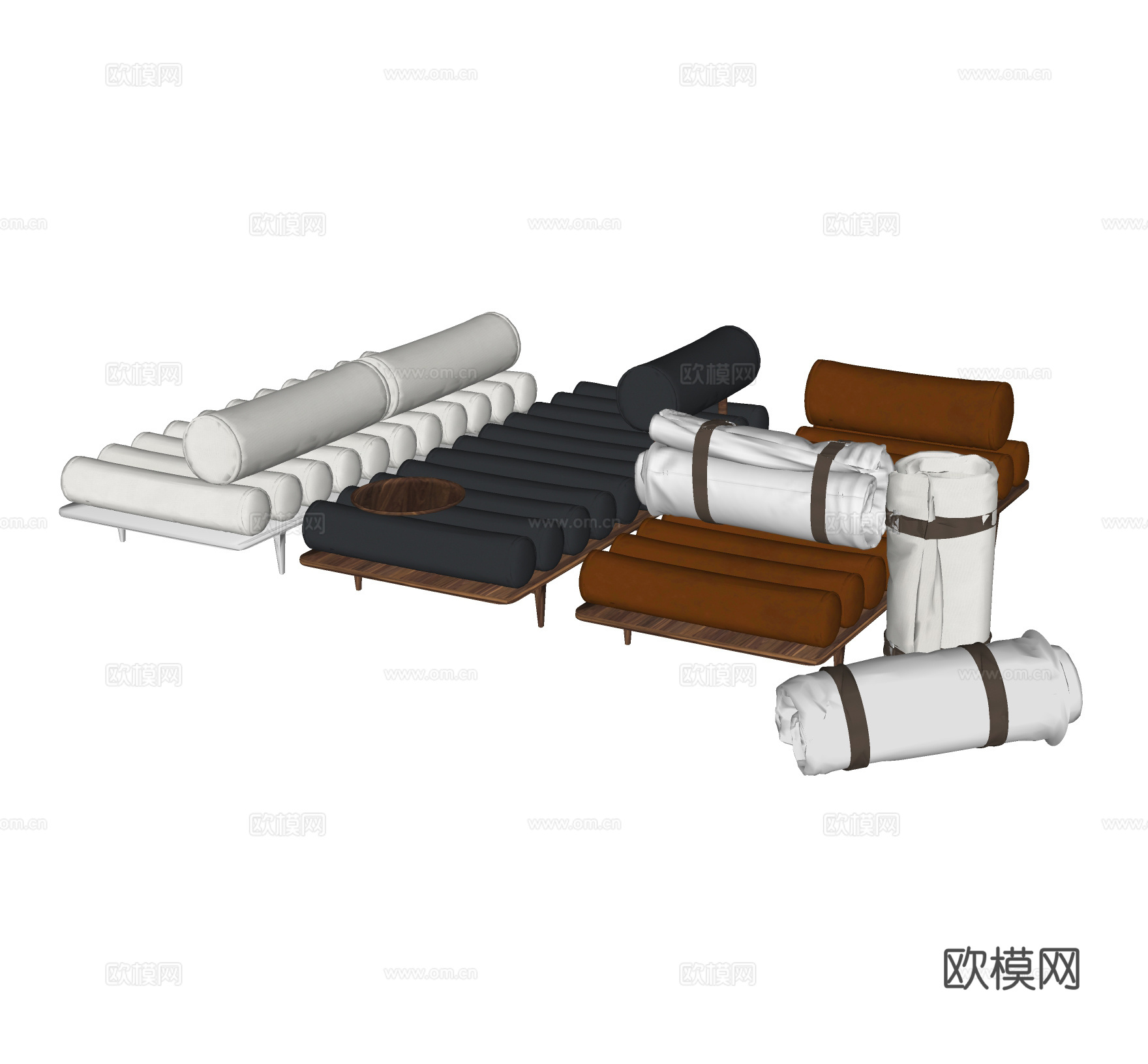 现代轻奢沙发凳 矮凳 长凳 床尾凳su模型