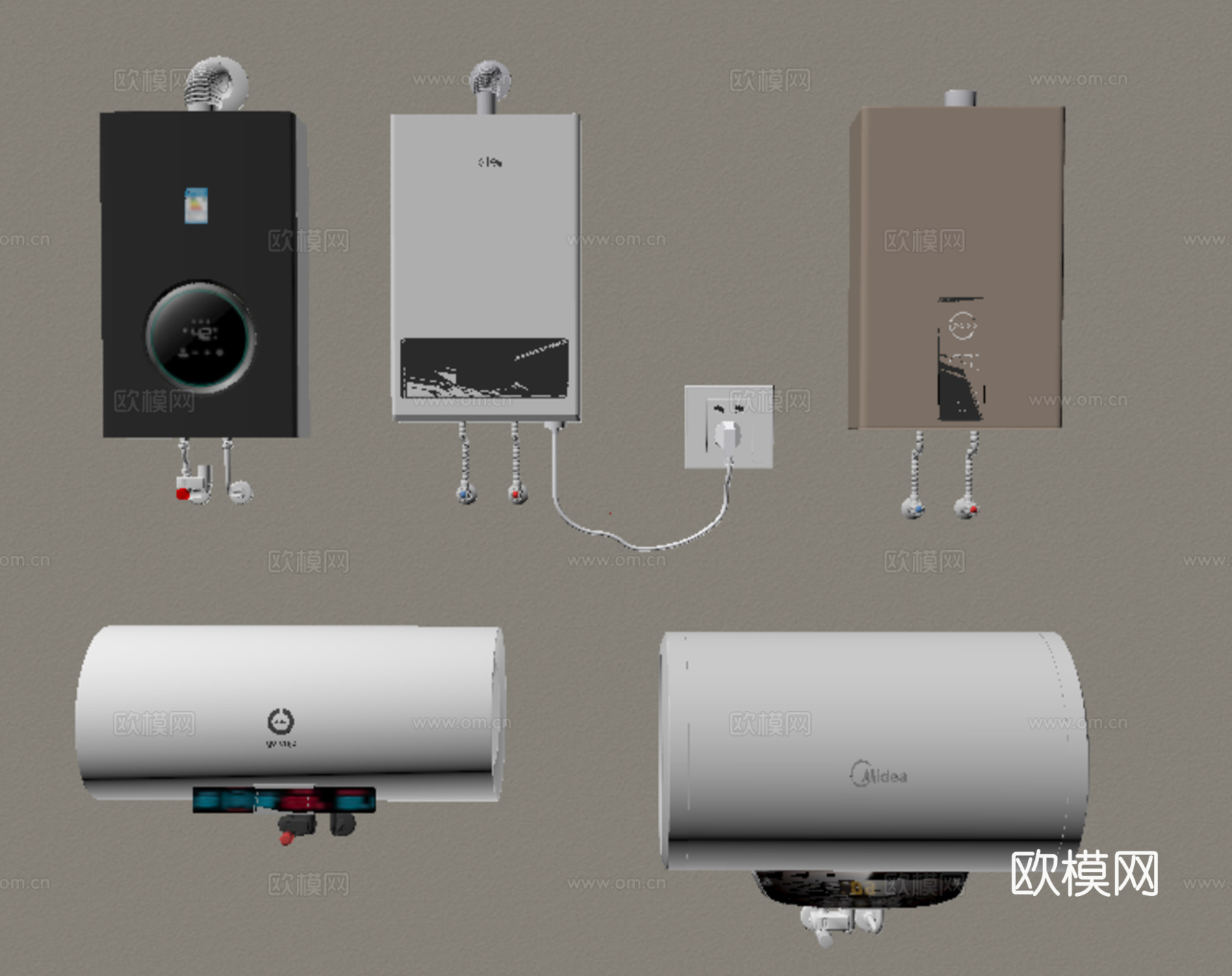 现代热水器 燃气热水器 电热水器 壁挂炉su模型