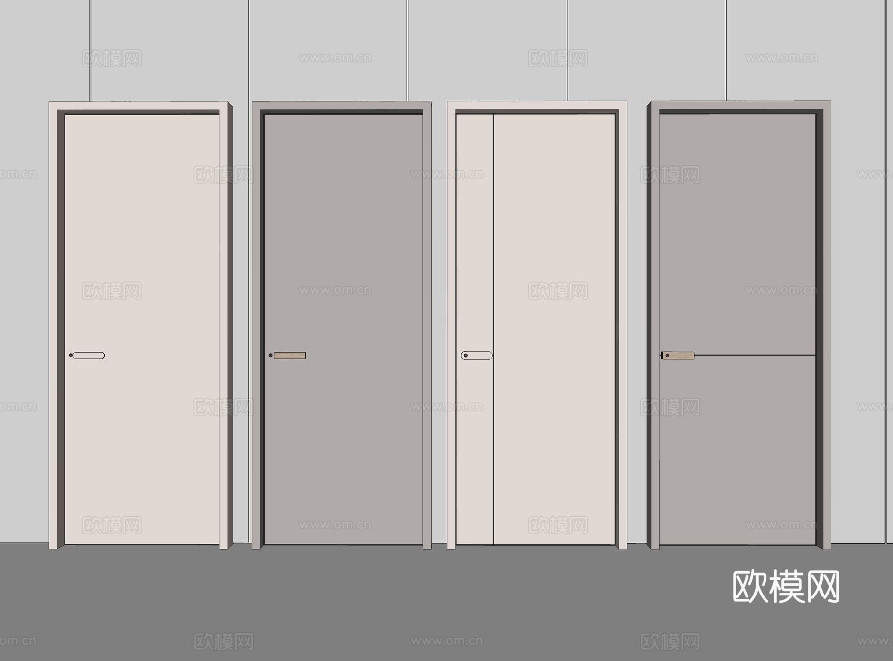 现代门 单开门 平开门 卧室门 入户门 极简门su模型