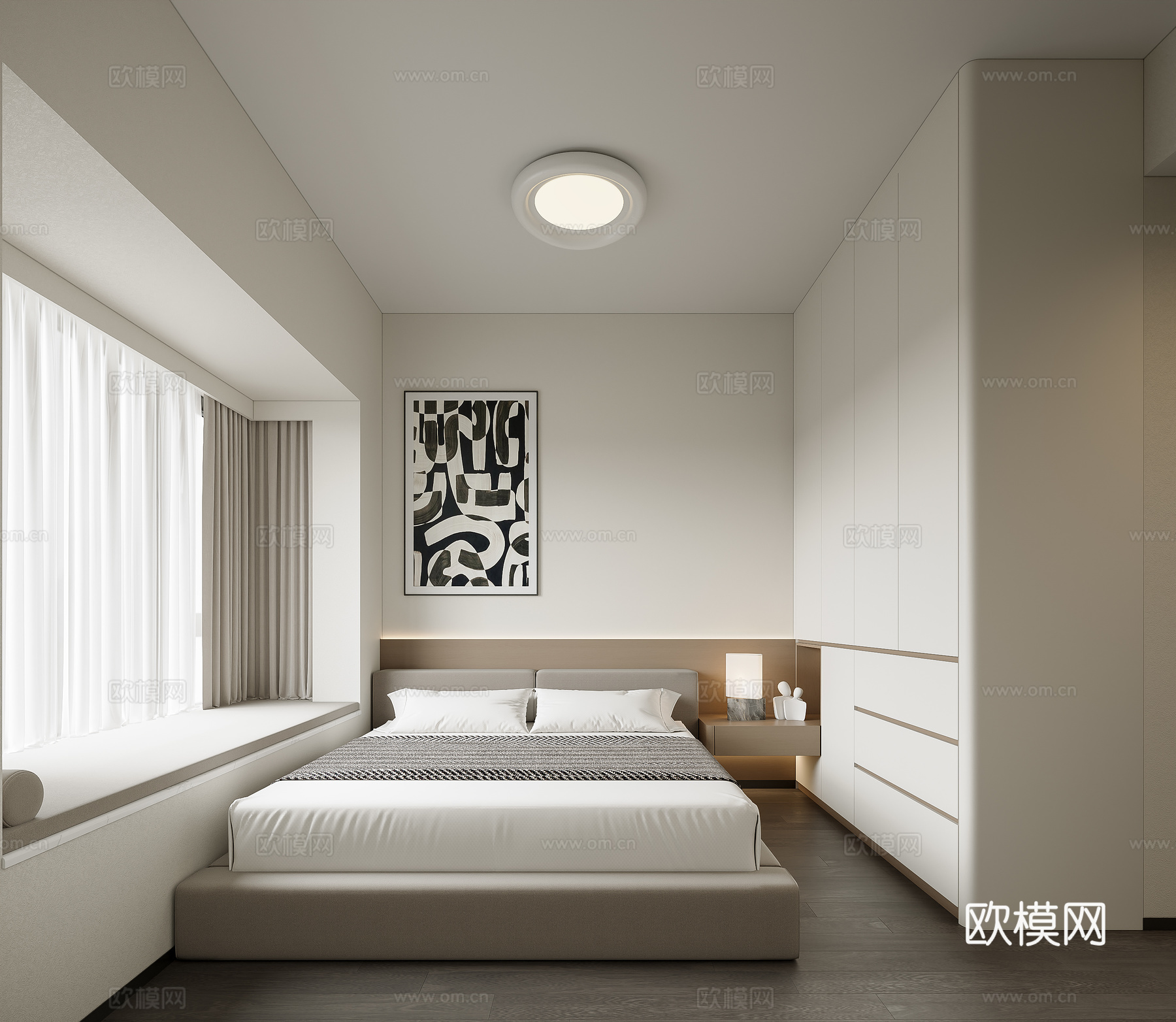 现代主人房卧室3d模型