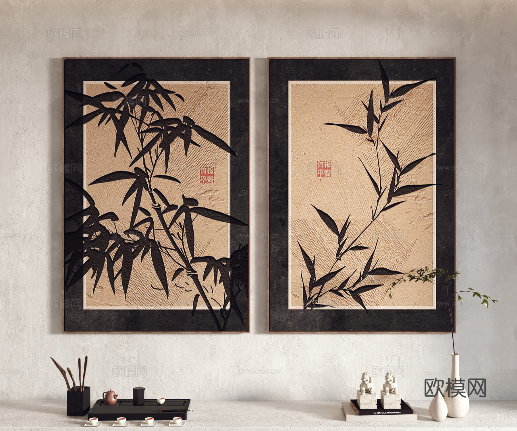 新中式装饰画 挂画3d模型