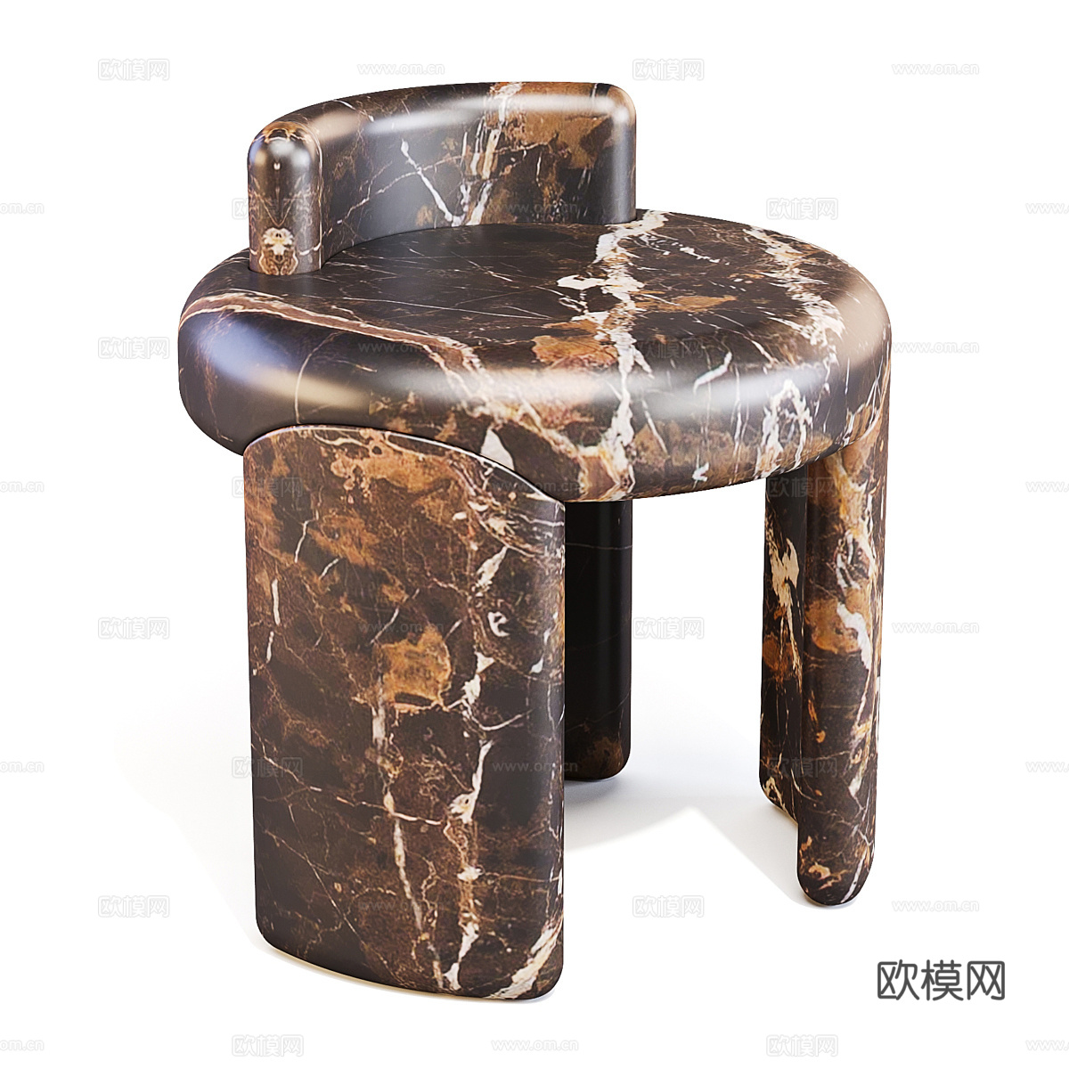 新中式侘寂 Kafa 餐凳3d模型