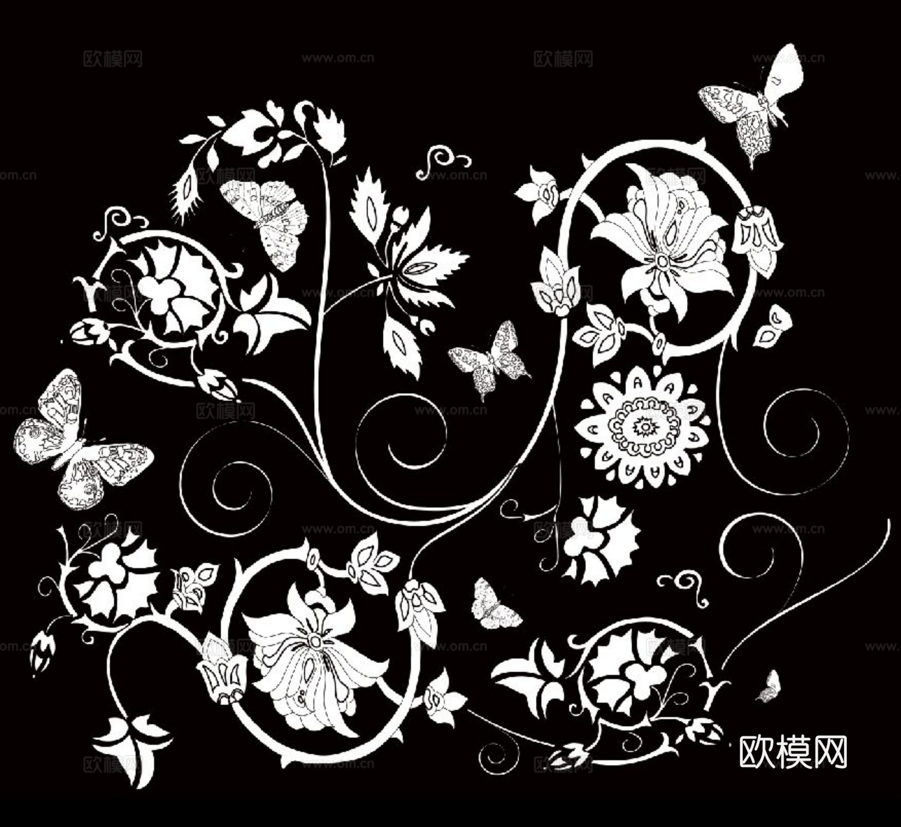 现代黑白 装饰花纹 黑白贴图 漂亮素材黑白下载