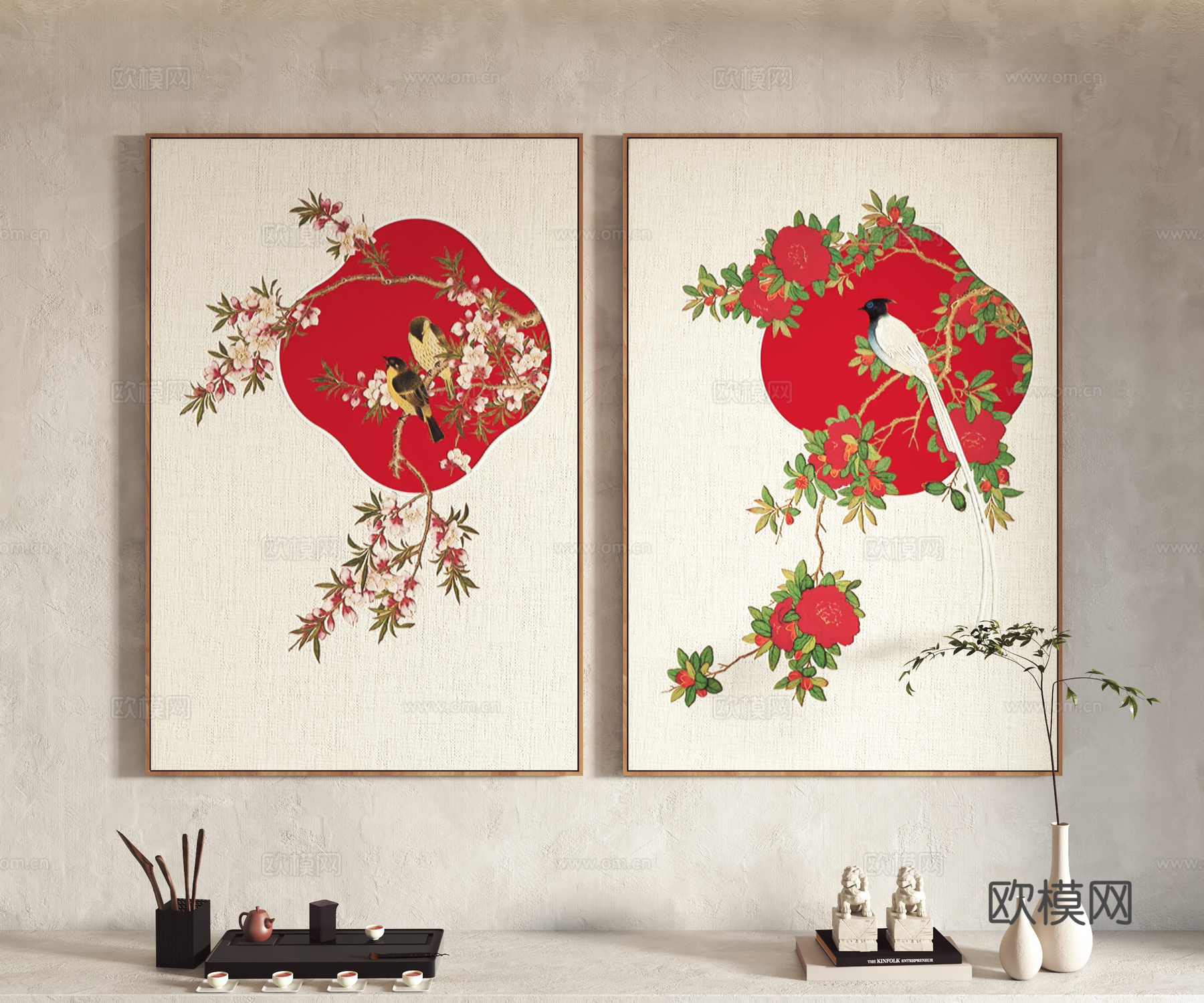 新中式装饰画 挂画3d模型