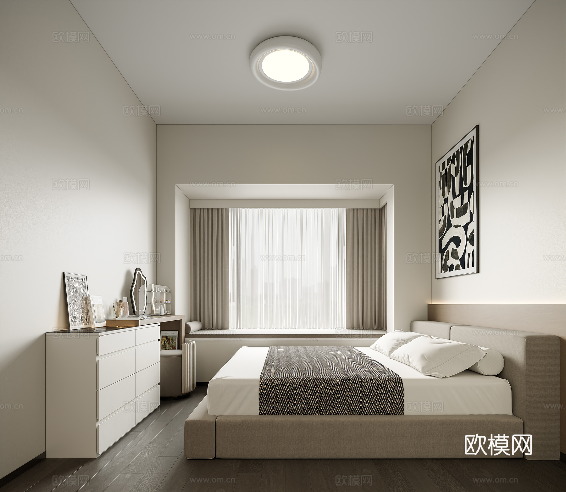 现代主人房卧室3d模型