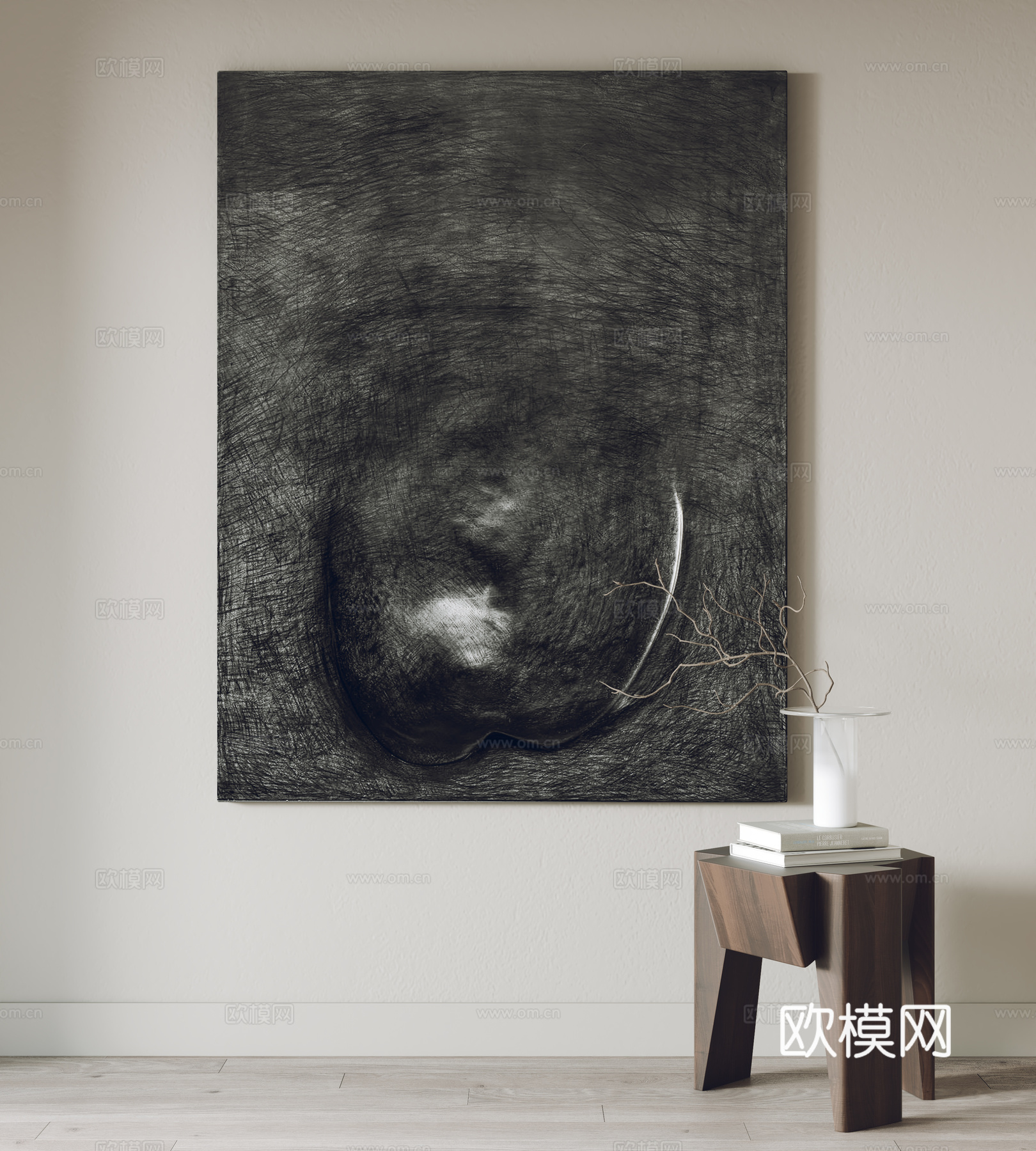 现代装饰画 挂画 角几3d模型
