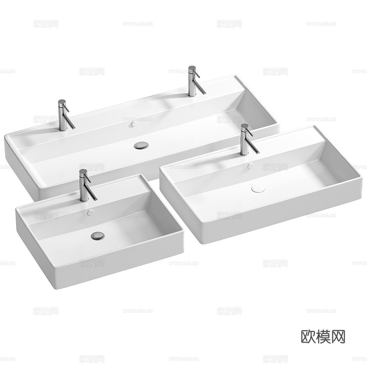 现代极简陶瓷台盆3d模型