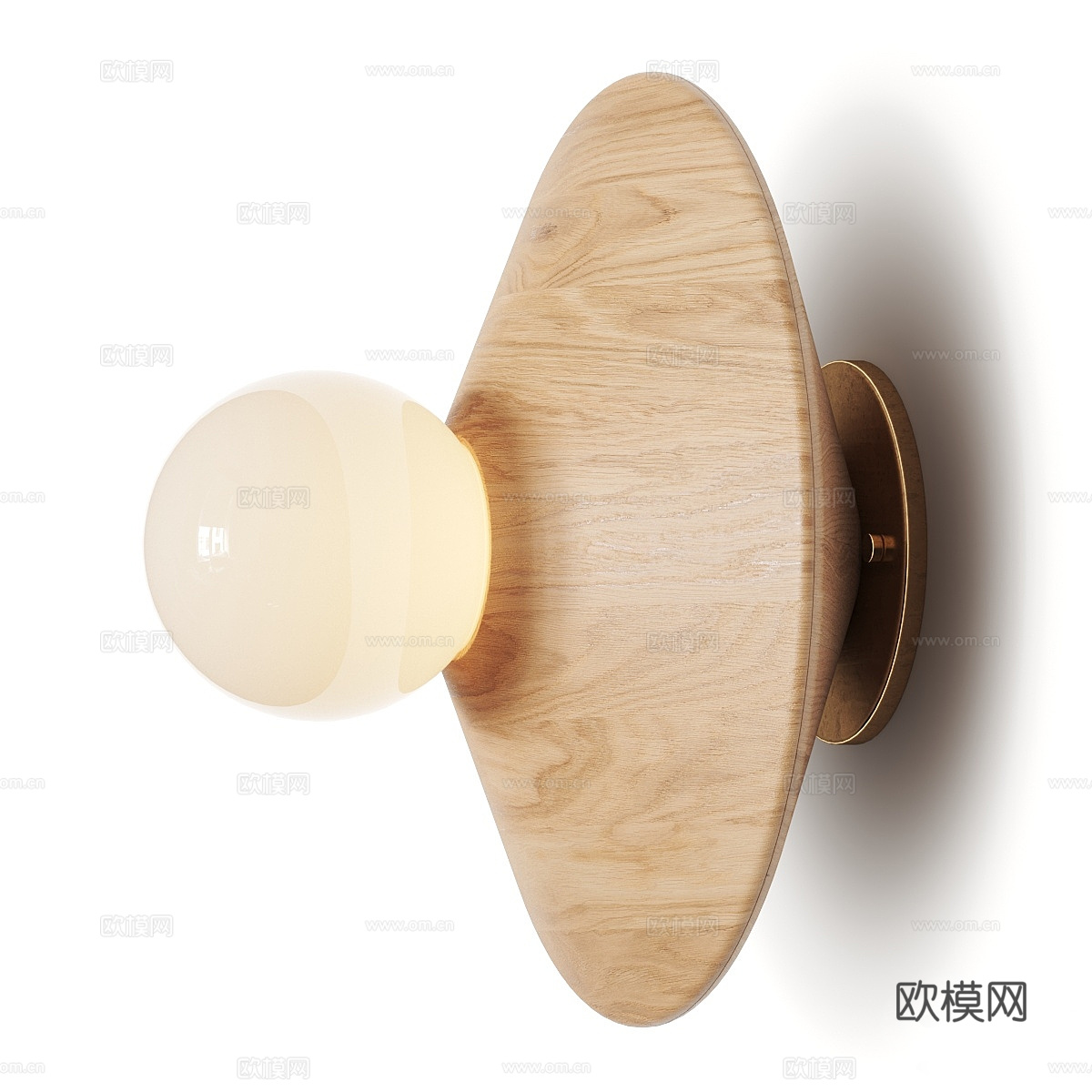 新中式 Bright Beads 实木圆盘壁灯3d模型