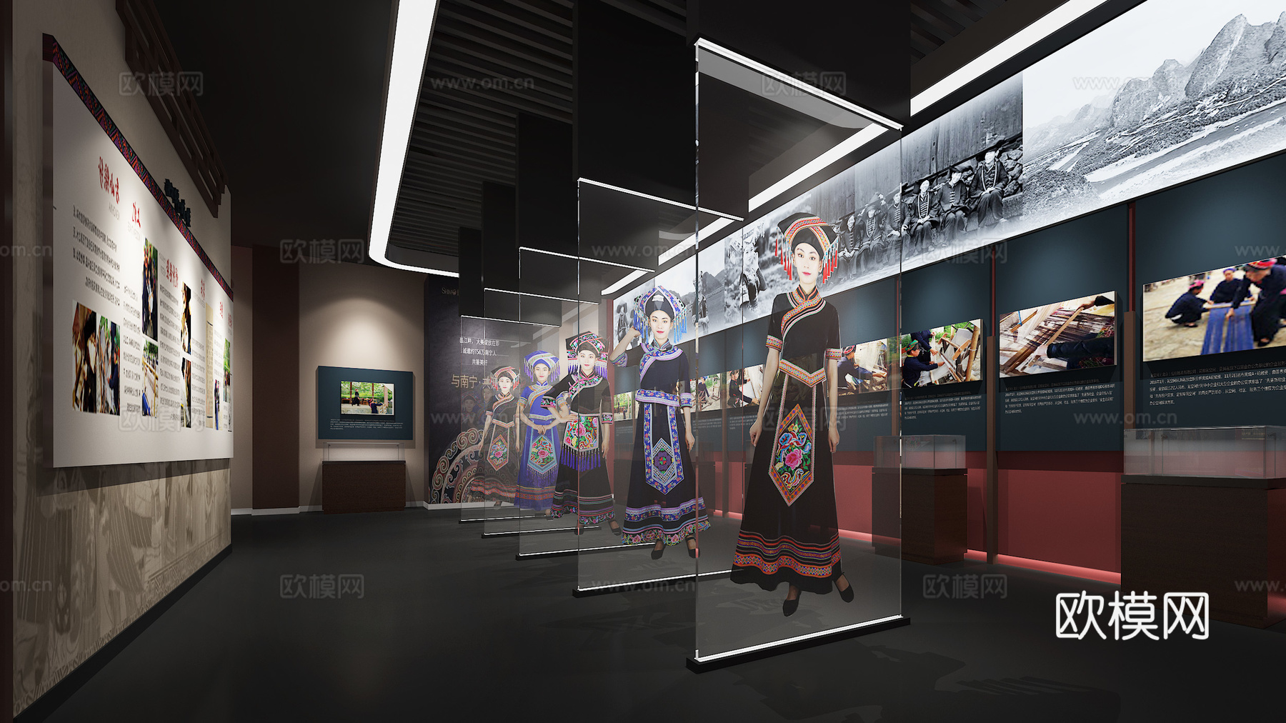 新中式壮锦文化展厅3d模型