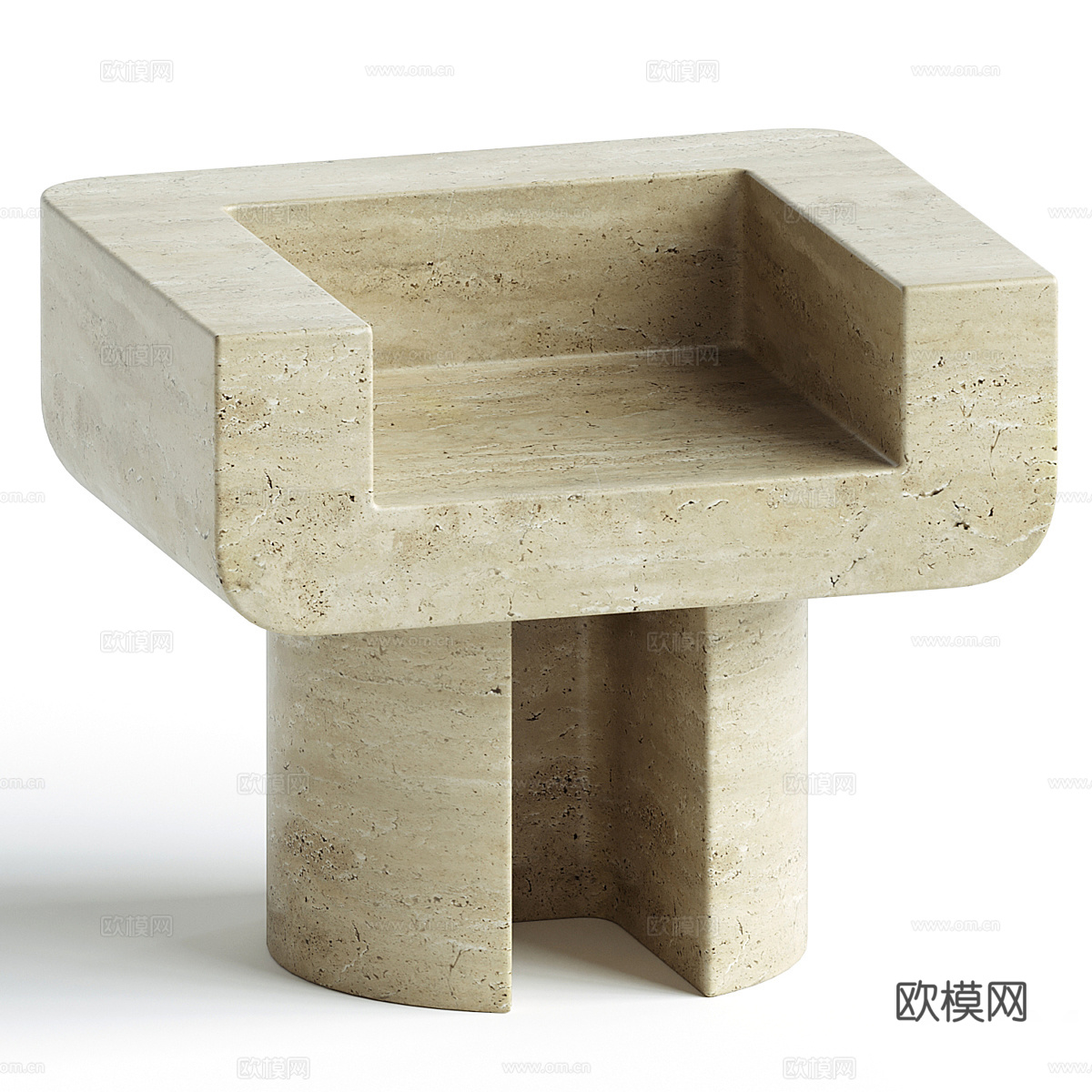 新中式侘寂石凳3d模型