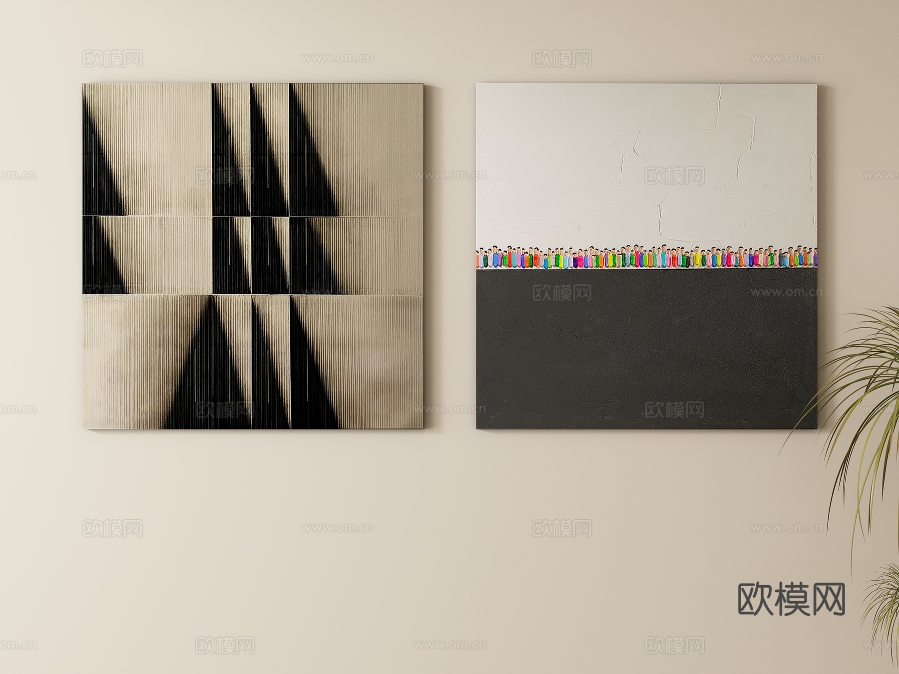 现代奶油风装饰画 挂画3d模型