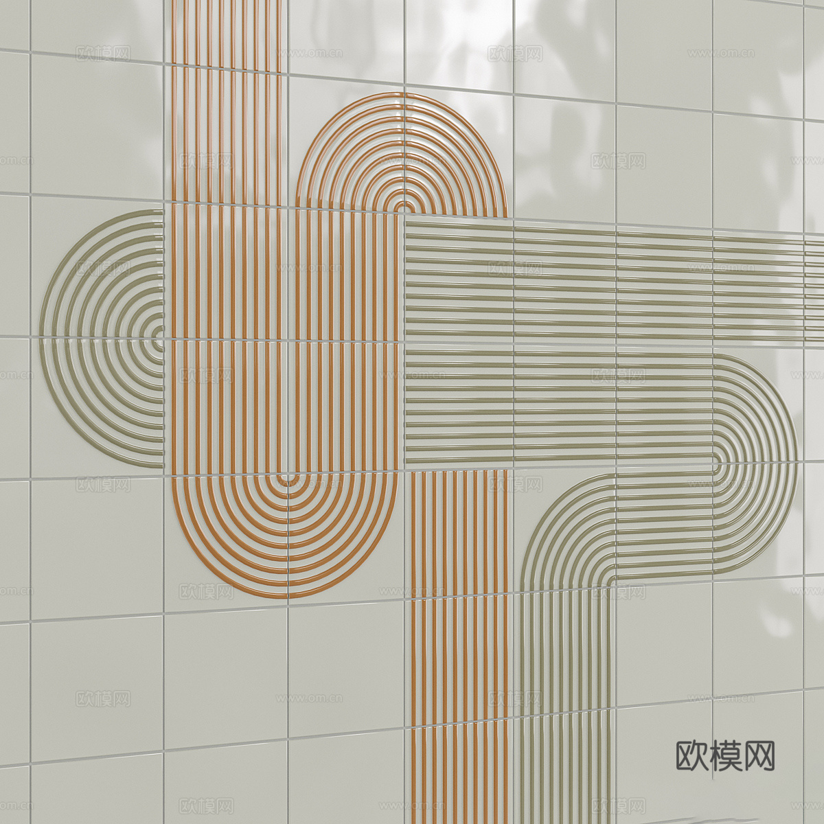 现代奶油风拼花瓷砖3d模型