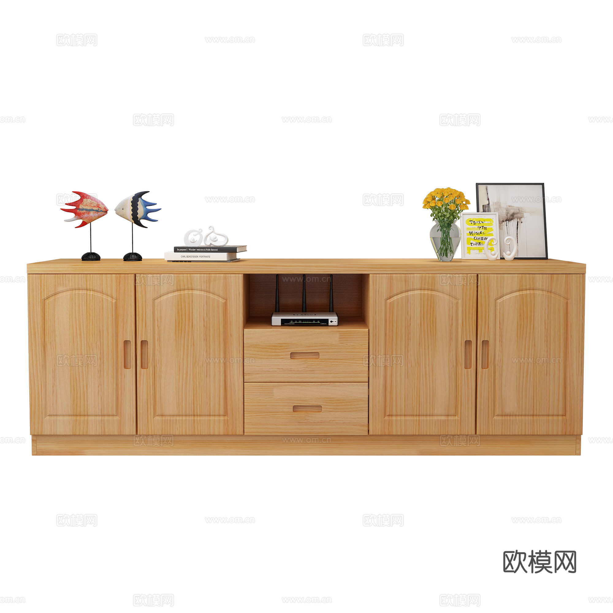 现代实木电视柜3d模型