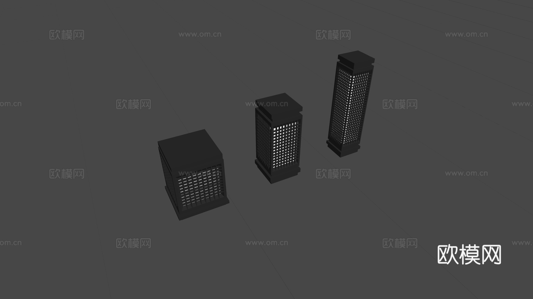 现代中式景观灯 草坪灯 庭院灯 户外灯组合su模型