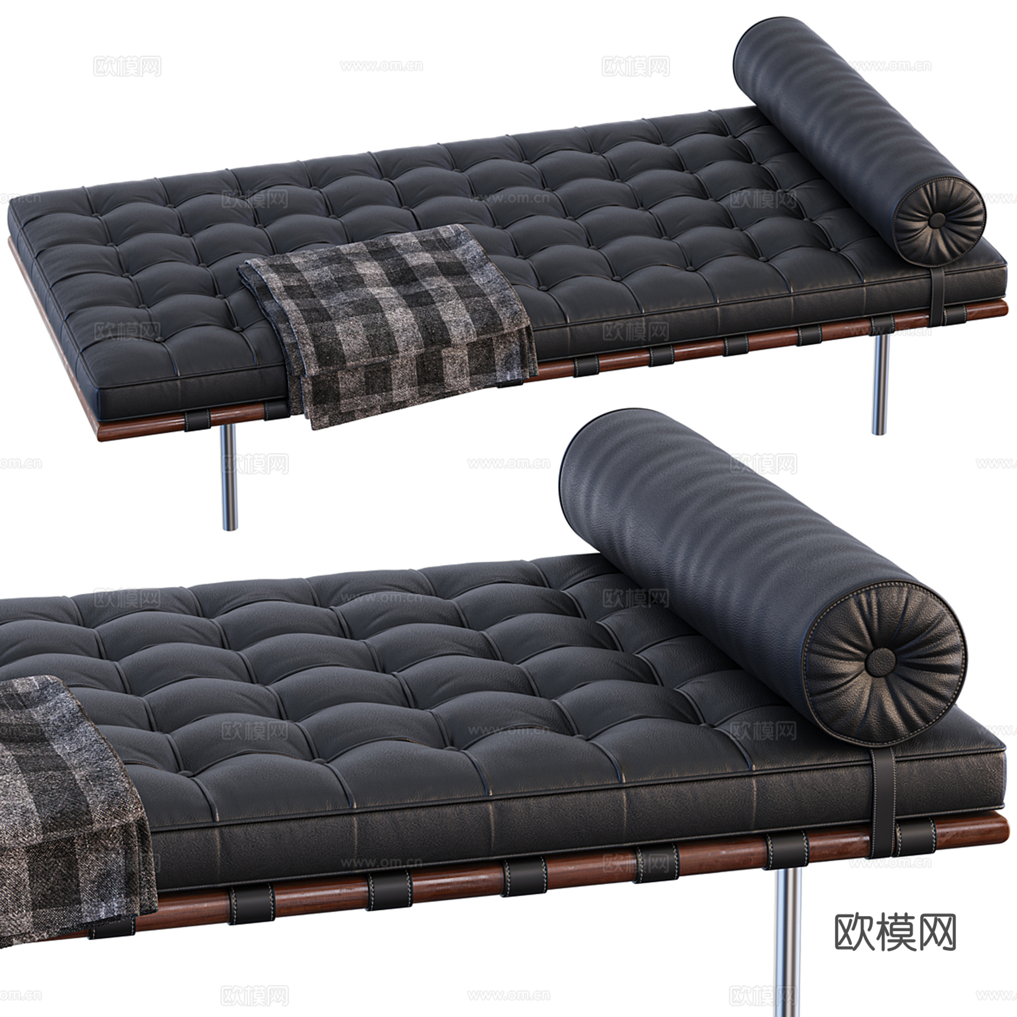 现代皮质沙发凳 矮凳 长凳3d模型