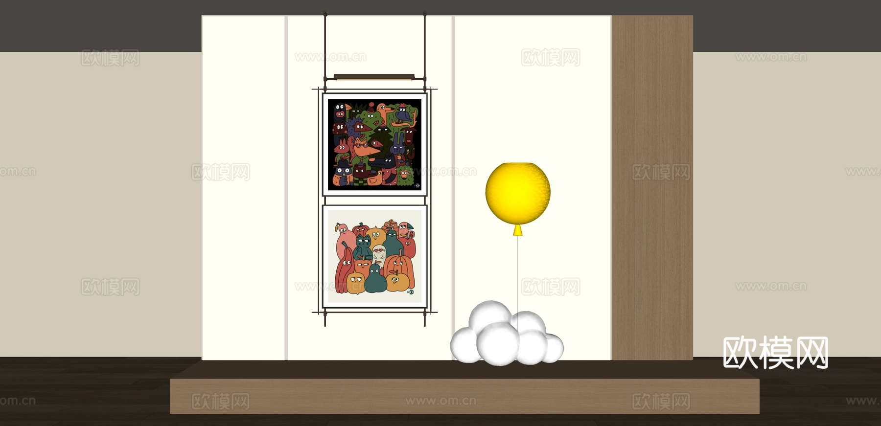 现代涂鸦装饰画su模型